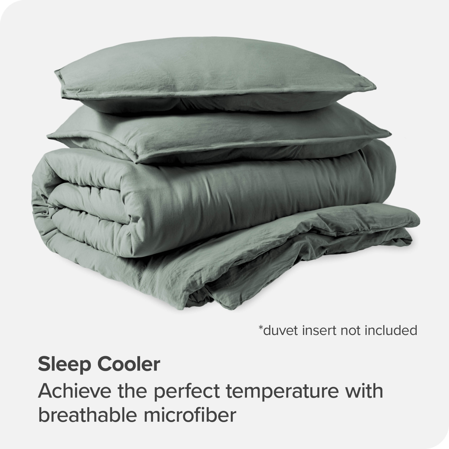 ENS. Housse de couette et couvre-oreiller prélavés - Premium 1800 microfibre brossée - Hypoallergénique, résistant aux taches - Grand lit, ardoise