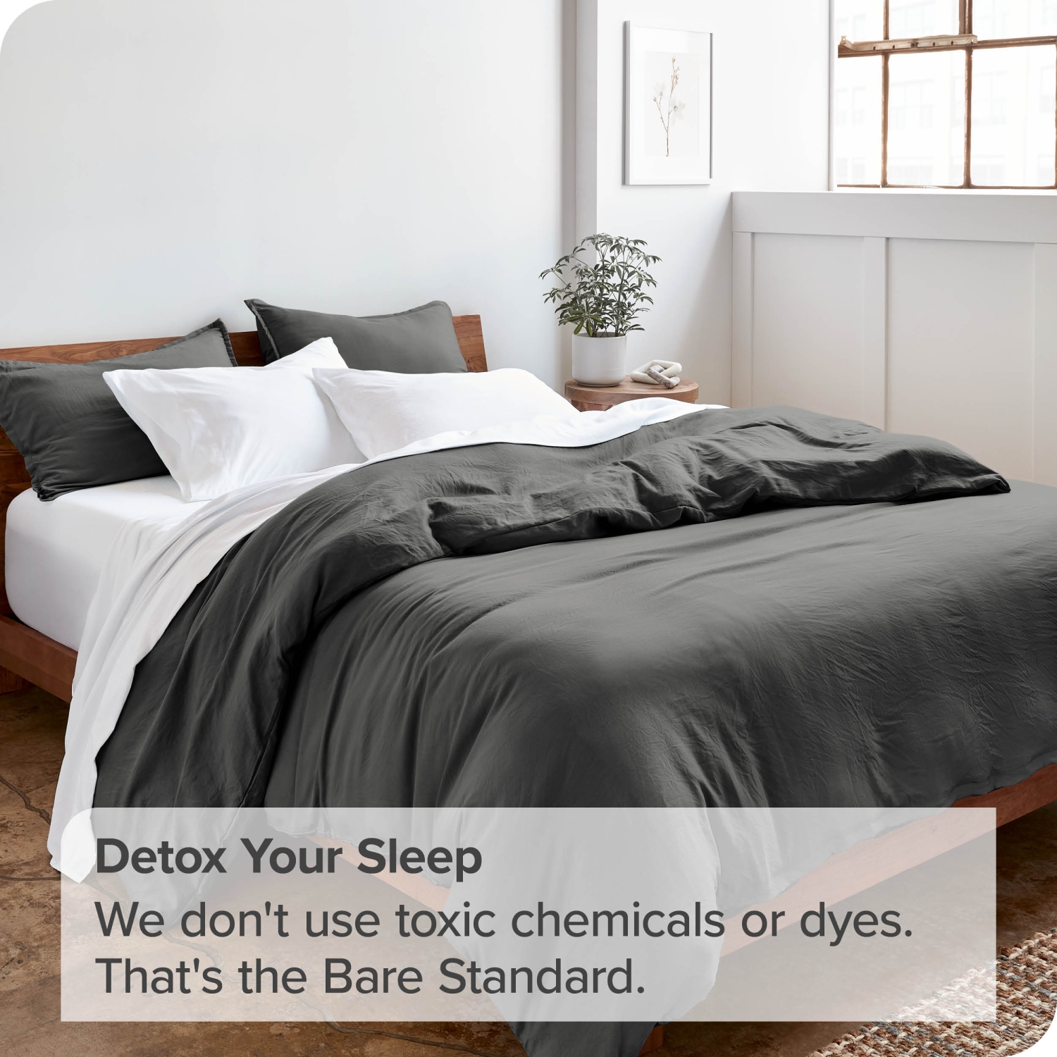 Bare Home Washed Duvet Cover and Sham Set - Premium 1800 Ultra-Soft Brushed Microfiber - Hypoallergenic, Stain Resistant - Queen, Grey
