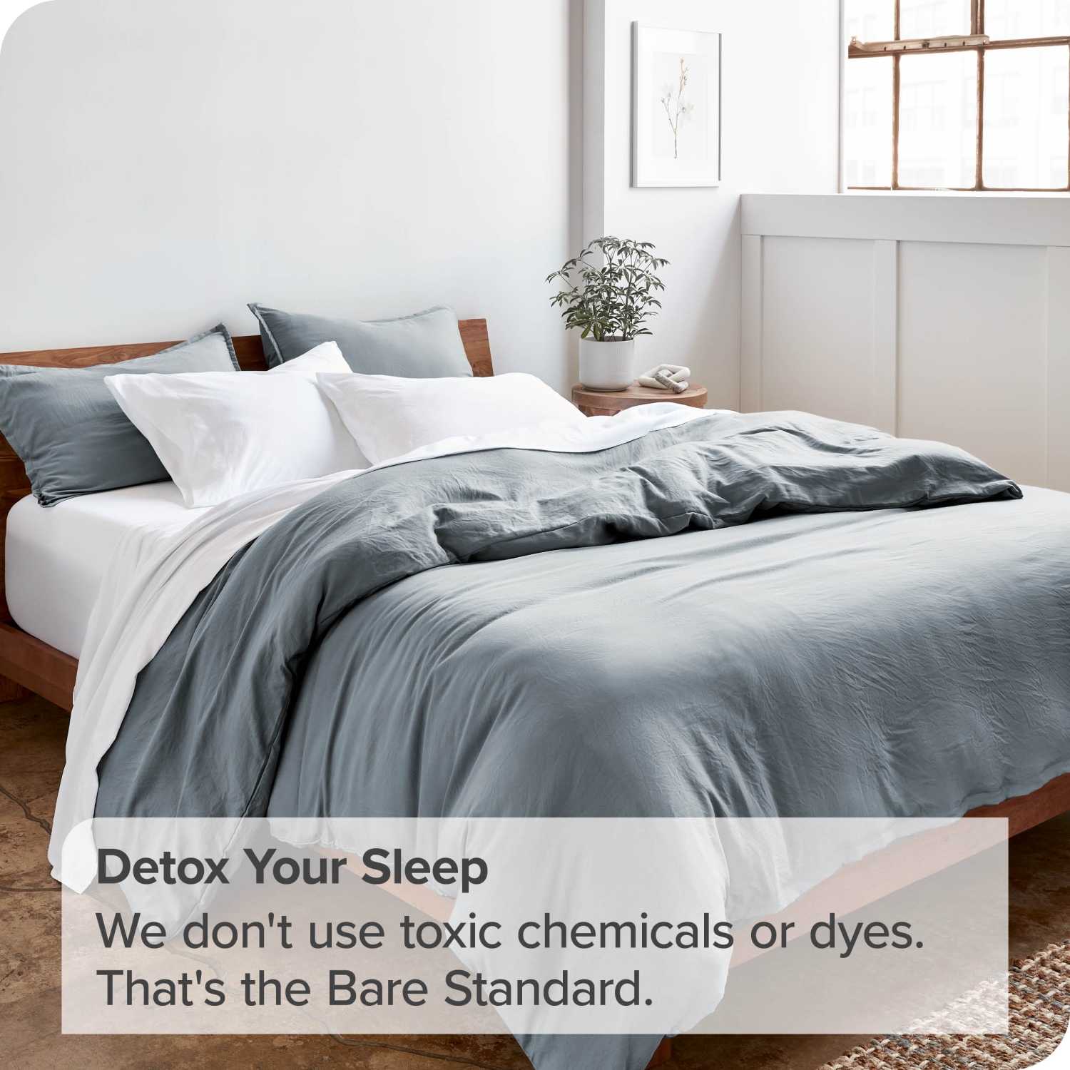 Bare Home Washed Duvet Cover and Sham Set - Premium 1800 Ultra-Soft Brushed Microfiber - Hypoallergenic, Stain Resistant - Twin/Twin XL, Dusty Blue