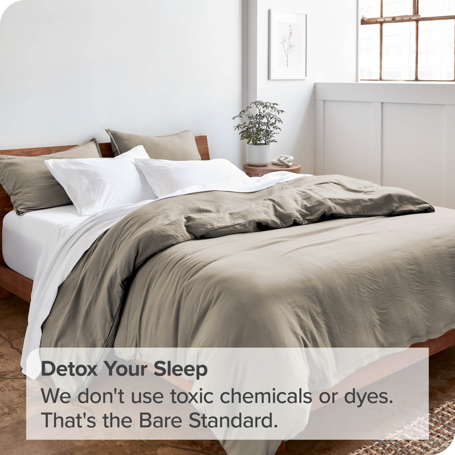 Bare Home Washed Duvet Cover and Sham Set - Premium 1800 Ultra-Soft Brushed Microfiber - Hypoallergenic, Stain Resistant - Queen, Fog