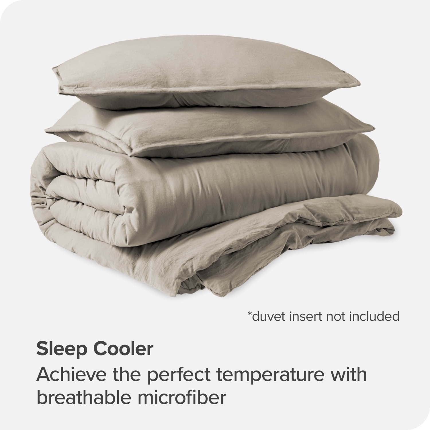 Bare Home Washed Duvet Cover and Sham Set - Premium 1800 Ultra-Soft Brushed Microfiber - Hypoallergenic, Stain Resistant - Queen, Fog