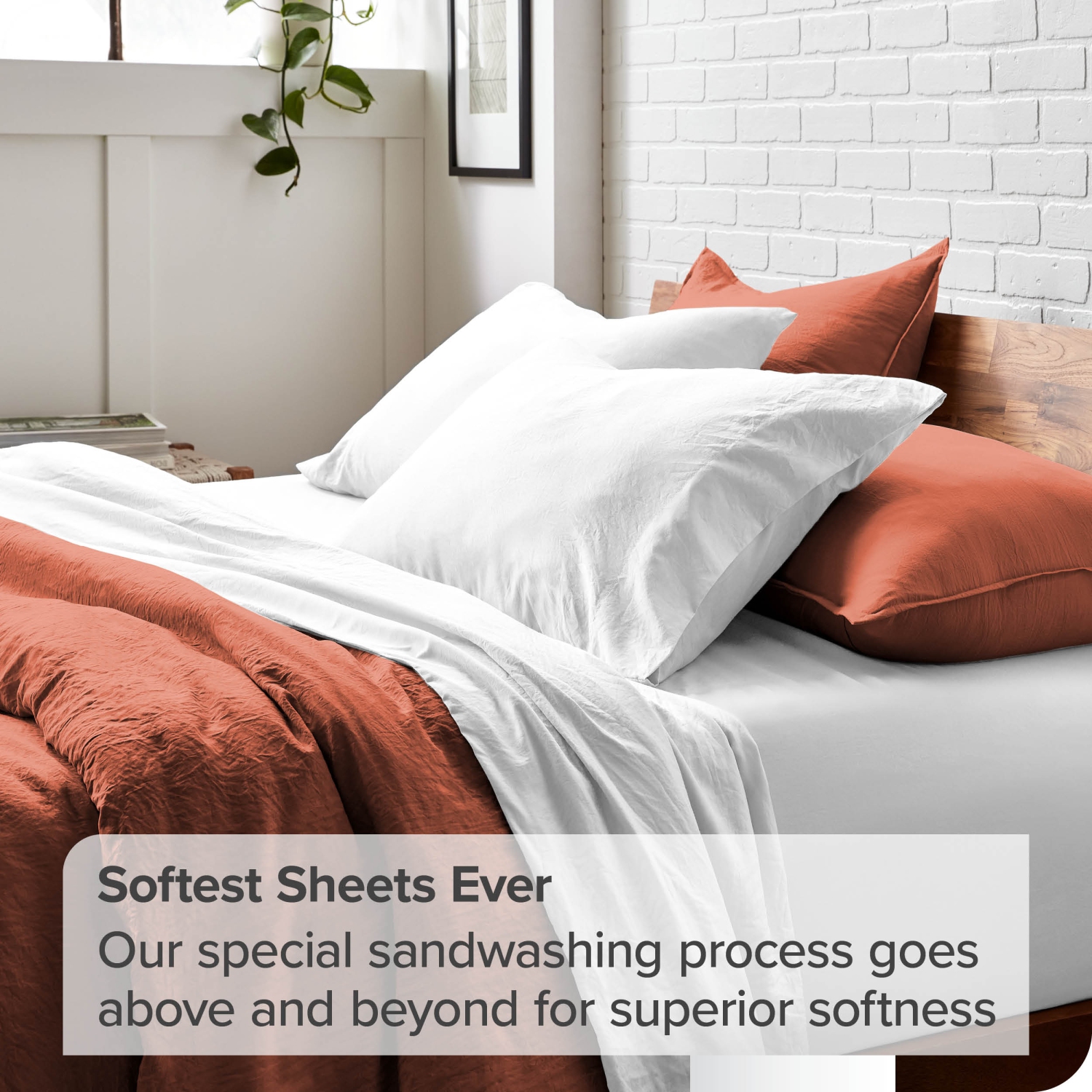 Bare Home Washed Duvet Cover and Sham Set - Premium 1800 Ultra-Soft Brushed Microfiber - Hypoallergenic, Stain Resistant - Queen, Dusty Rose