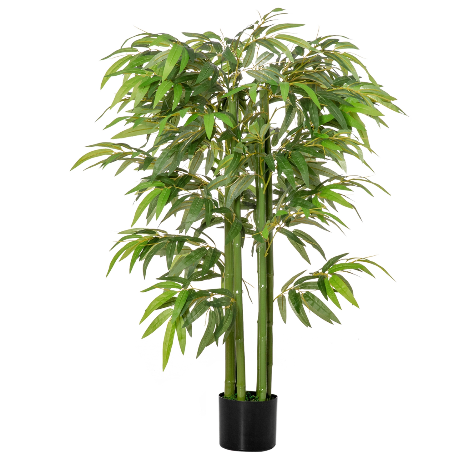 HOMCOM 4.5FT Artificial Bamboo Tree in Pot, Indoor Outdoor Fake Plants for Home Office Living Room Decor, Green