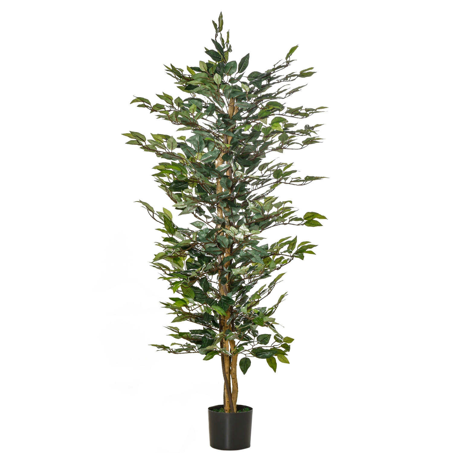 HOMCOM 5FT Artificial Ficus Tree, Fake Tree with Leaves, Faux Plant in Nursery Pot for Indoor and Outdoor Decoration