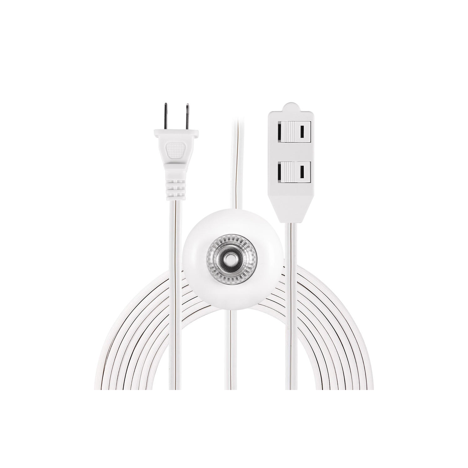 Rallonge intérieure de 13 pi à 2 broches à 3 prises avec interrupteur au pied, 5A/125V/1625W pour lampes, lumières de vacances et de Noël