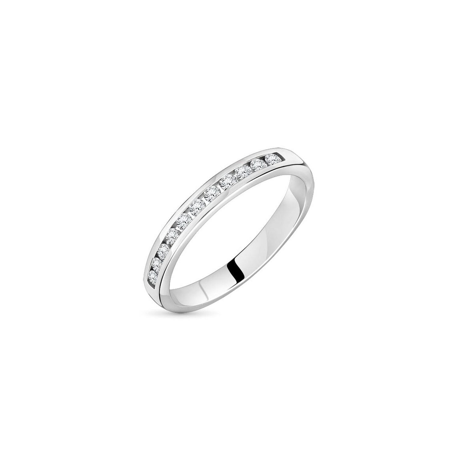 11 Diamonds Channel 14kt White Gold Ring