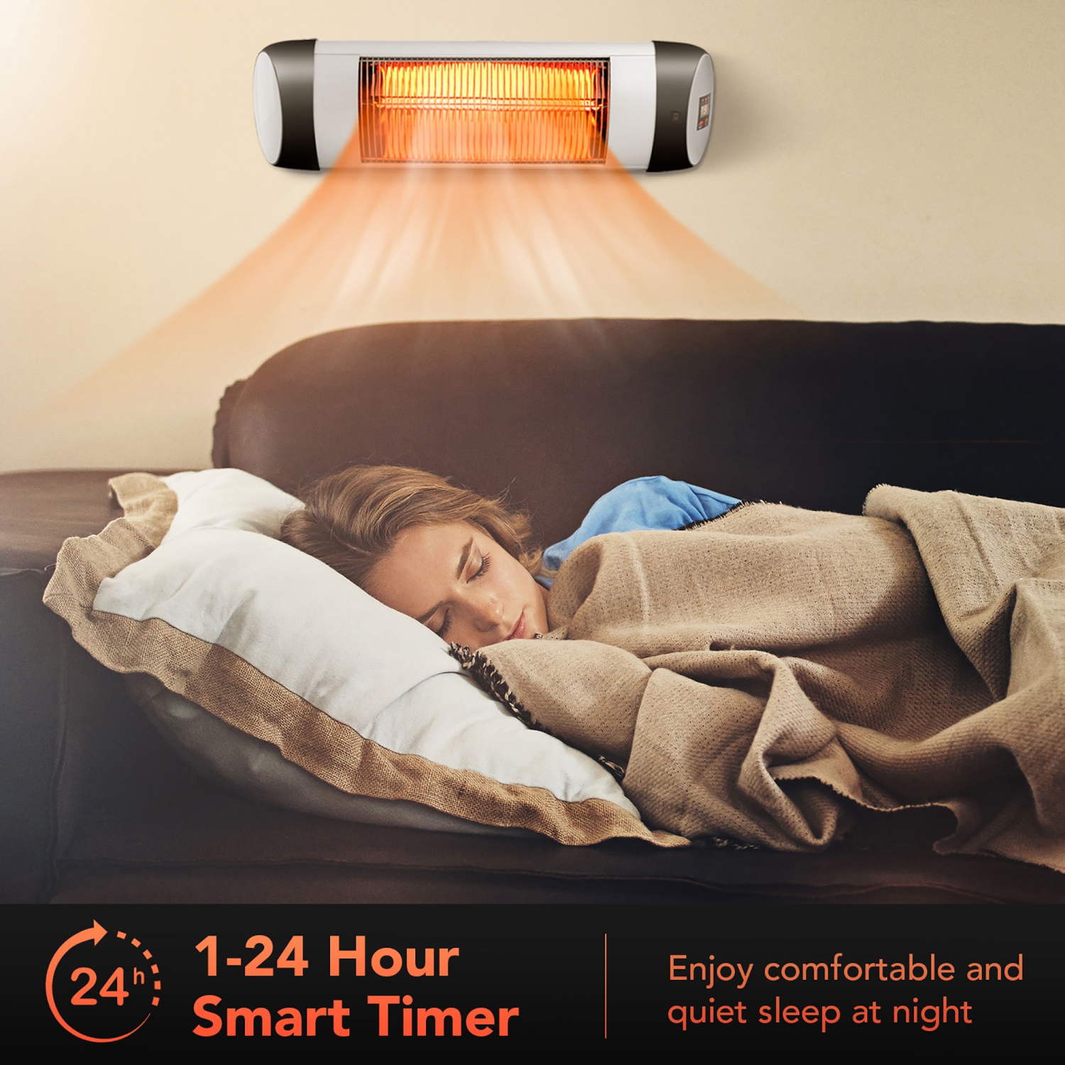 Costway Wall-Mounted Electric Heater Patio Infrared Heater W/ Remote Control