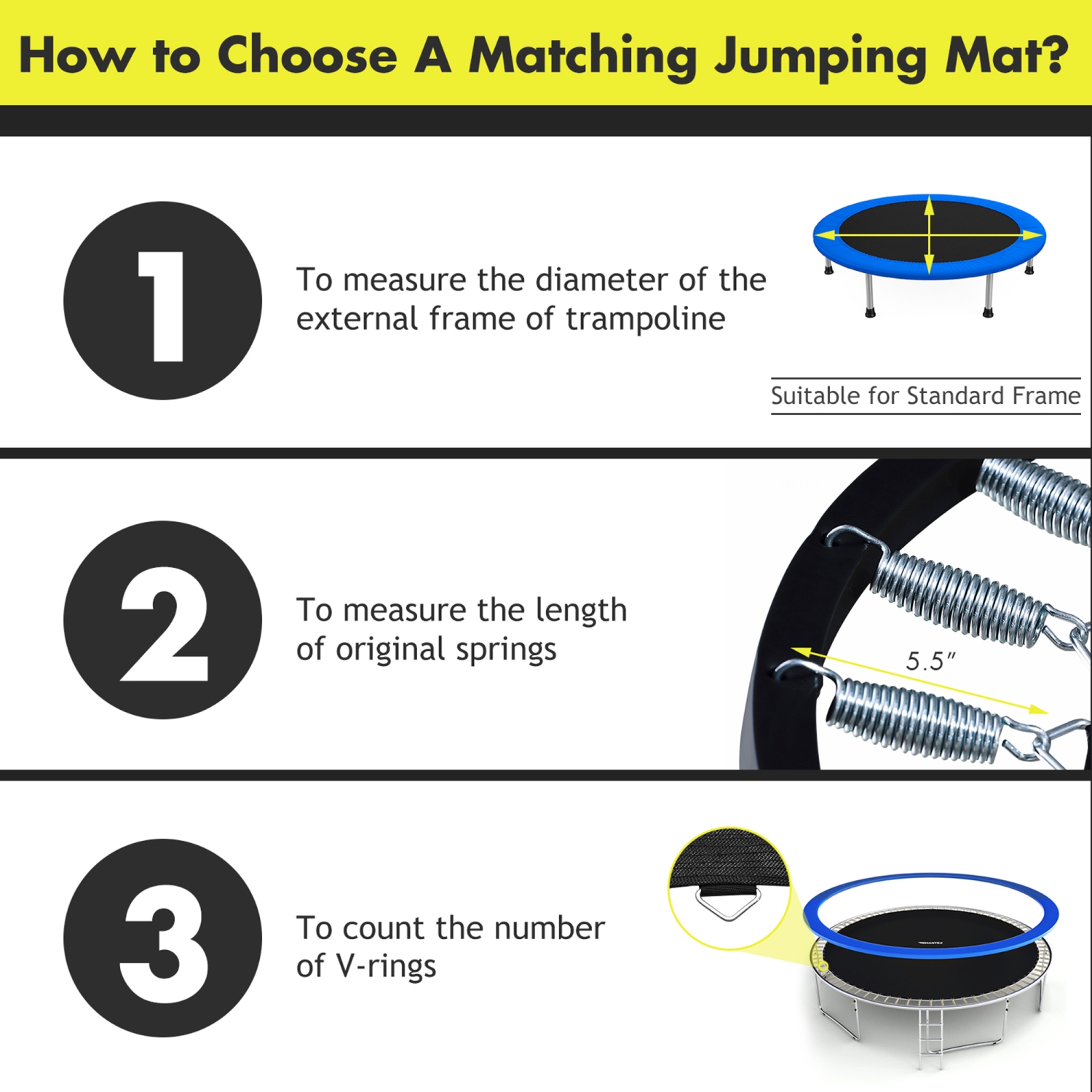 Gymax Replacement Trampoline Mat Jumping Mat Fits 10ft Frame w/ V-Hooks