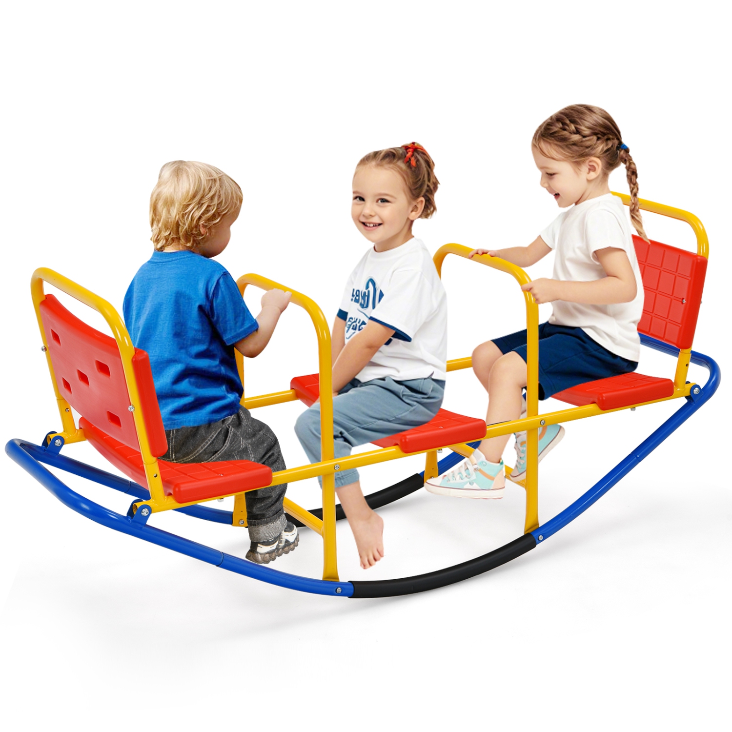 Gymax Kids Teeter Totter Outdoor Teeter Totter Gift for Children Boys Girl