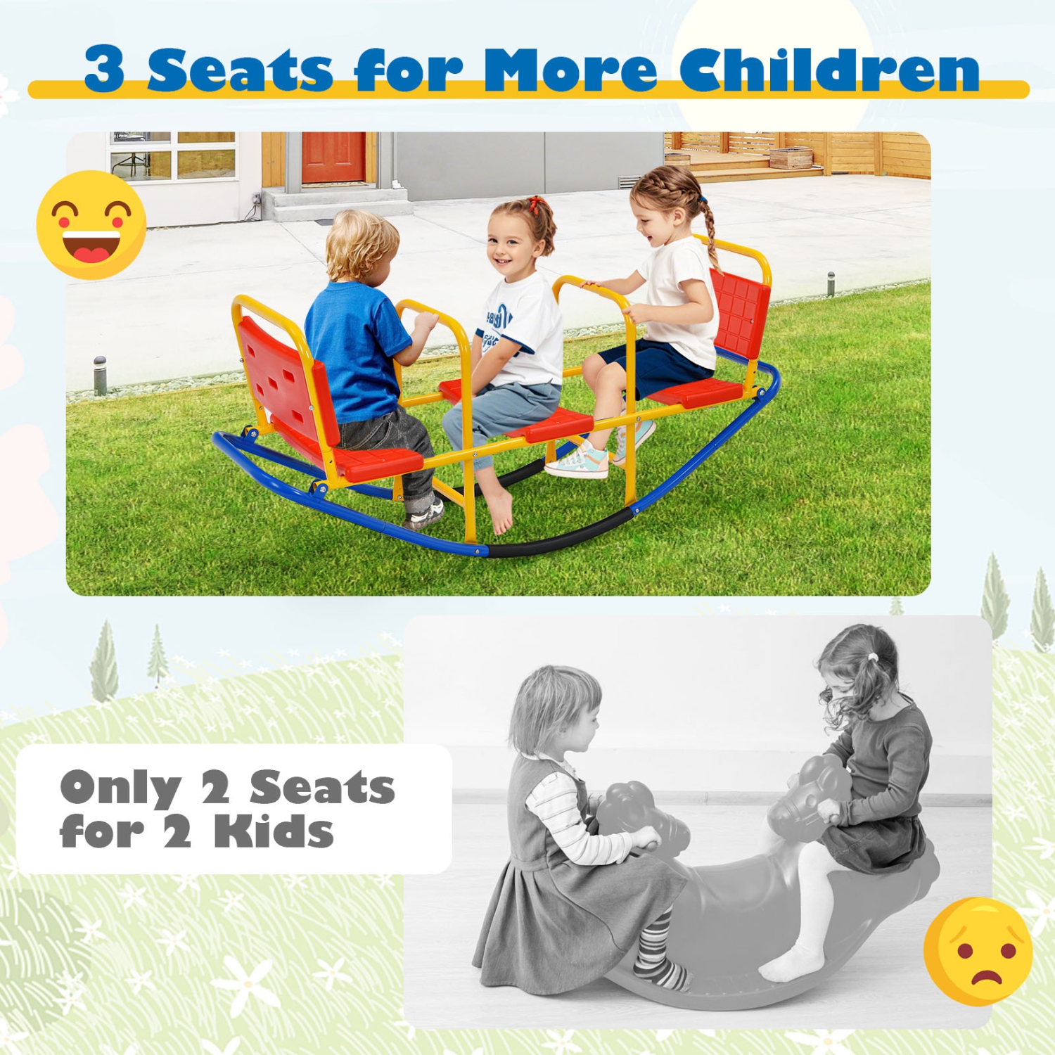 Gymax Kids Teeter Totter Outdoor Teeter Totter Gift for Children Boys Girl