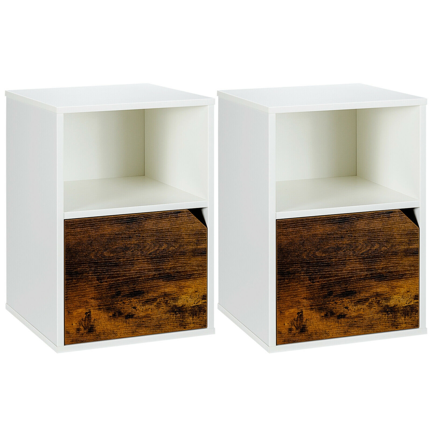 Gymax Set of 2 Nightstands Side End Table Storage Cabinet Shelf Living Room
