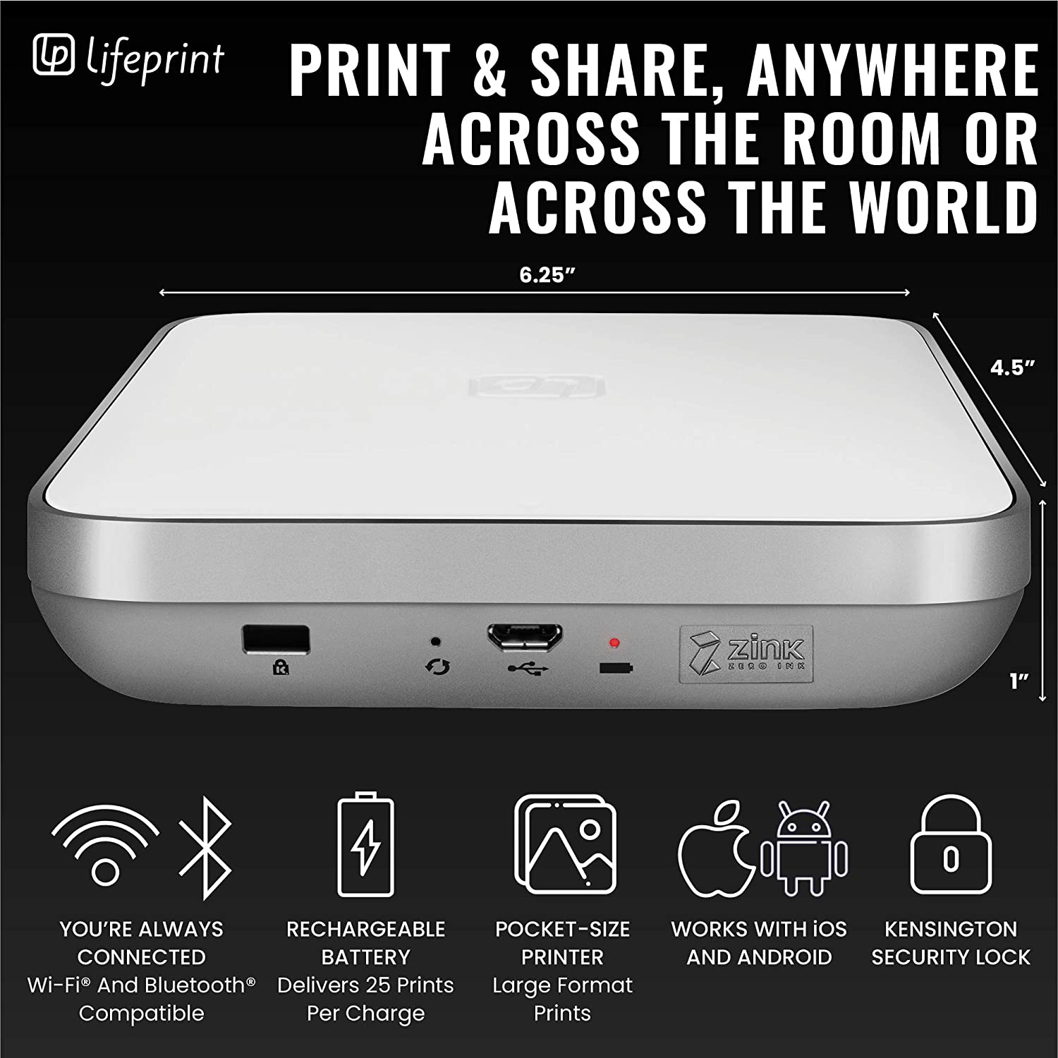 Lifeprint 3x4.5 Portable Photo AND Video Printer for iPhone and