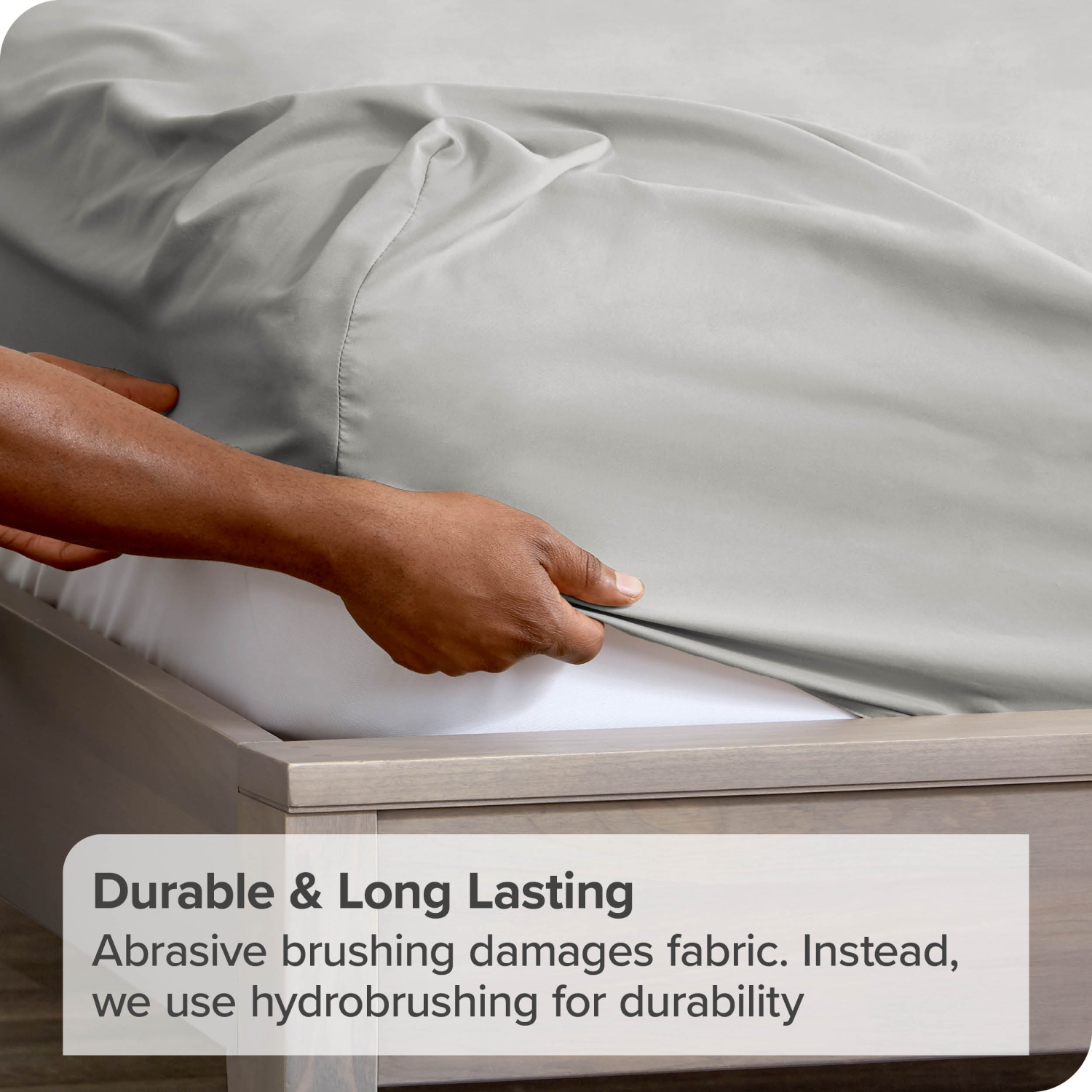 Drap du bas ajusté de Bare Home - microfibre ultradouce 1800-hypoallergénique-Pochette très profonde-Grand lit, gris pâle