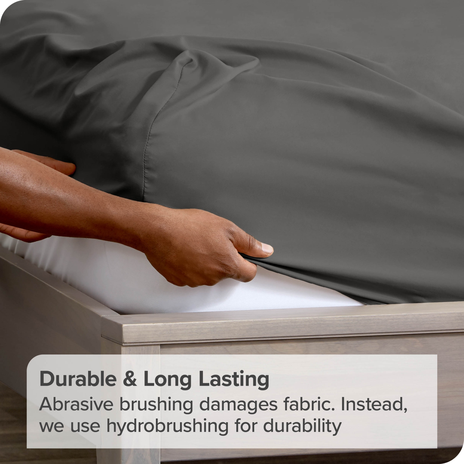 Drap du bas ajusté de Bare Home - microfibre ultradouce 1800-hypoallergénique-Pochette très profonde-simple TG, gris