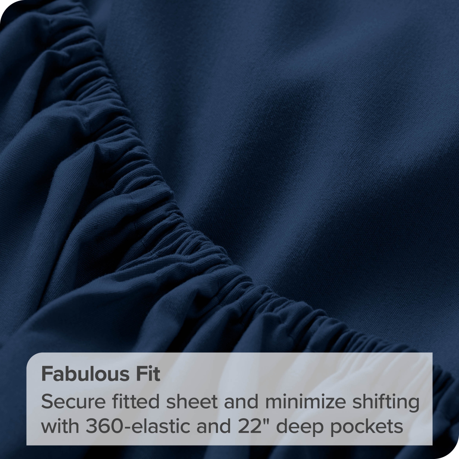 Drap du bas ajusté de Bare Home - microfibre ultra-douce anti-plis 1800 - Hypoallergénique - Pochette très profonde - Grand lit, bleu foncé