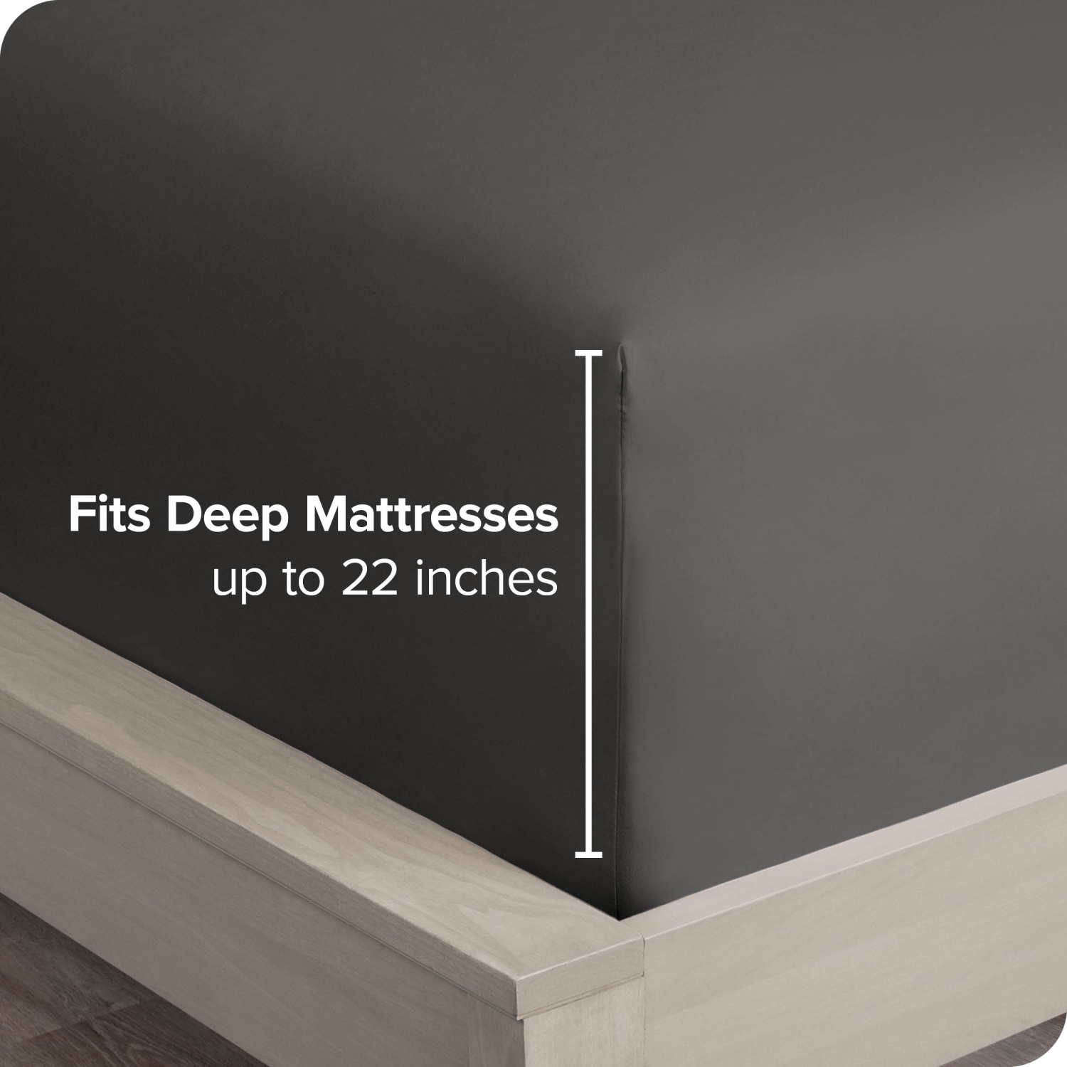 Drap du bas ajusté de Bare Home - microfibre ultra-douce anti-plis 1800 - Hypoallergénique - Pochette très profonde - Grand lit, gris