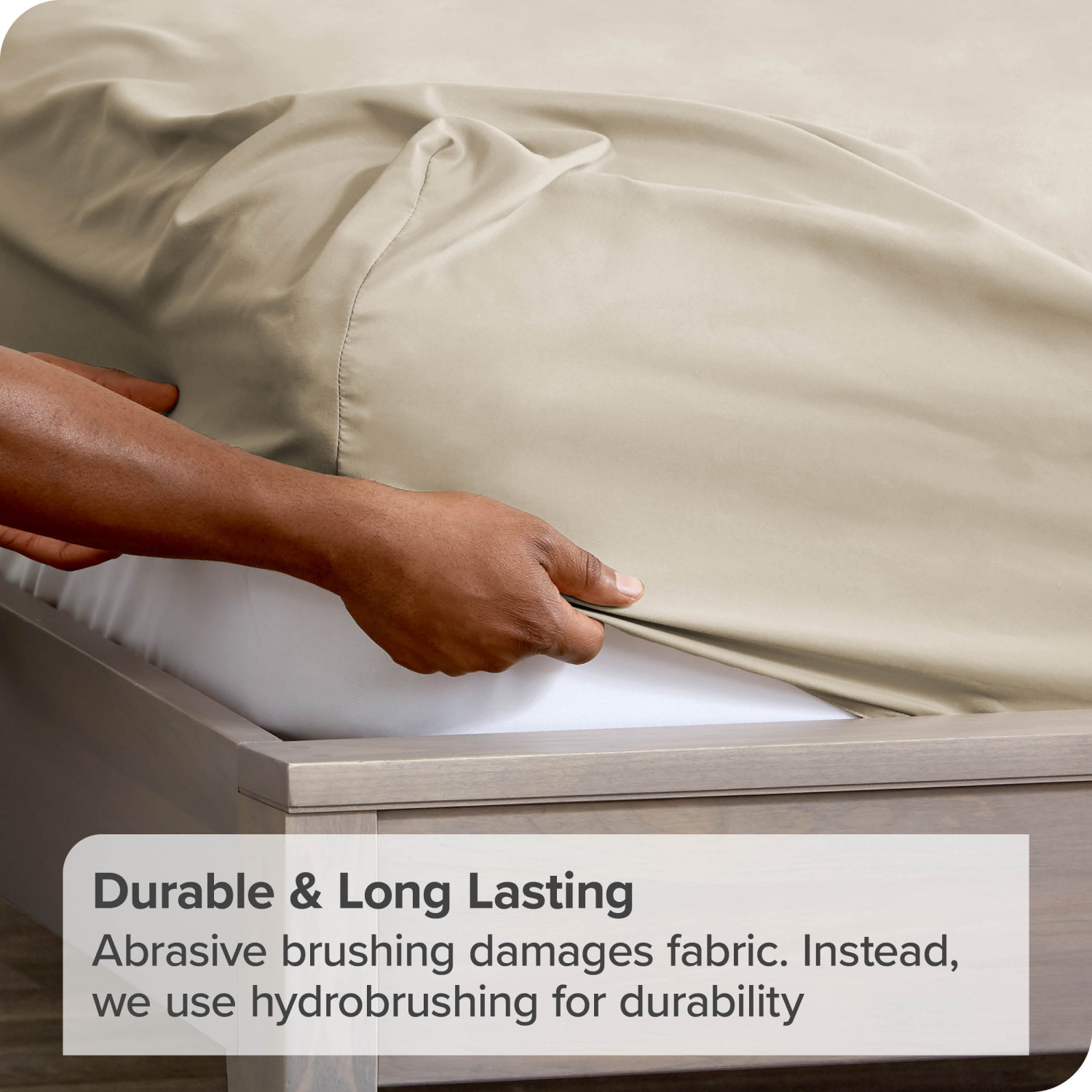 Bare Home Fitted Bottom Sheet - Premium 1800 Ultra-Soft Wrinkle Resistant Microfiber - Hypoallergenic - Extra Deep Pocket - Queen, Sand