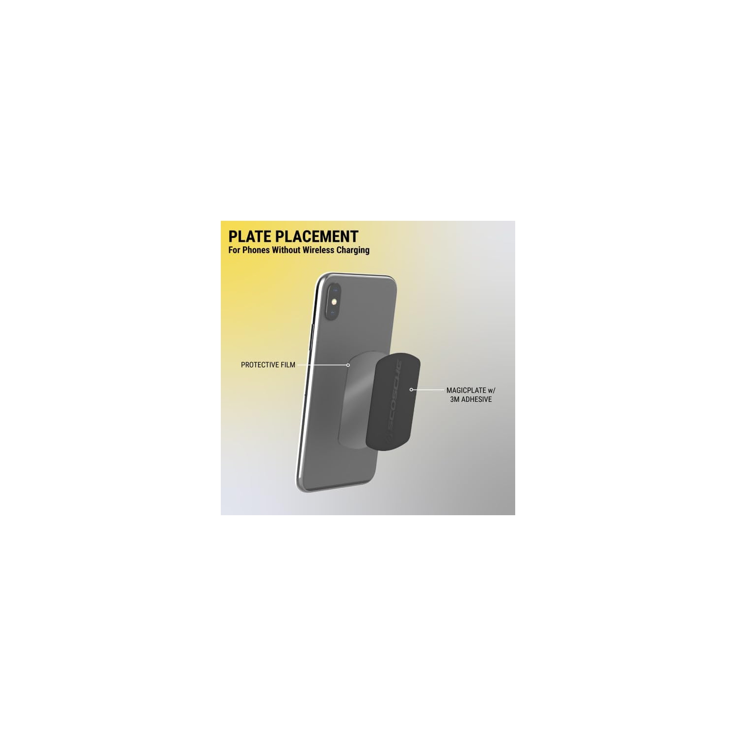 Scosche Mplt44thk2-Bp0 MagicPlate XL Thick Magnetic Mount Replacement Plate Kit in Black