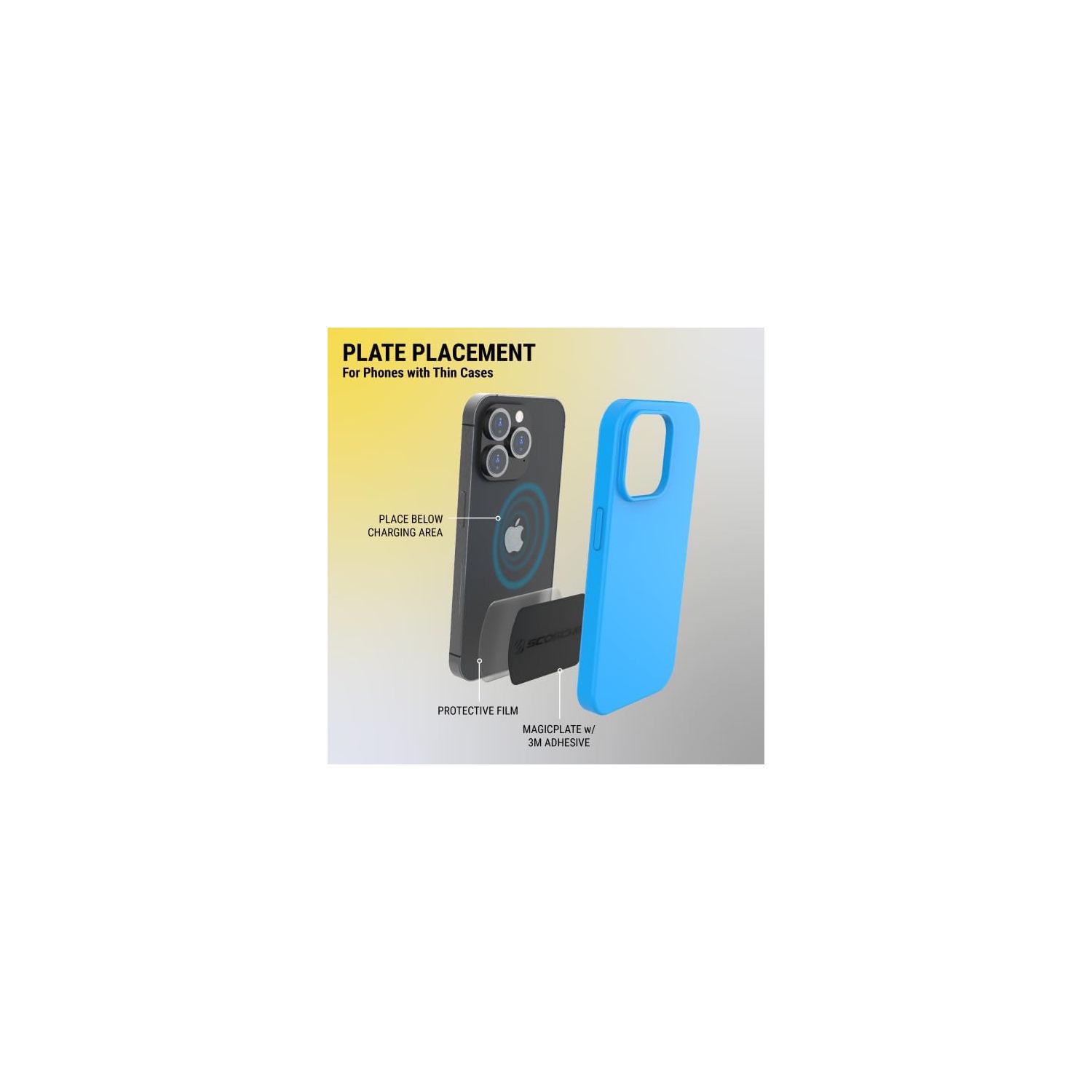 Scosche Mplt44thk2-Bp0 MagicPlate XL Thick Magnetic Mount Replacement Plate Kit in Black