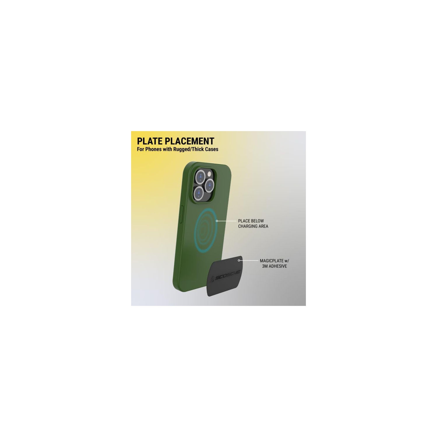 Scosche Mplt44thk2-Bp0 MagicPlate XL Thick Magnetic Mount Replacement Plate Kit in Black