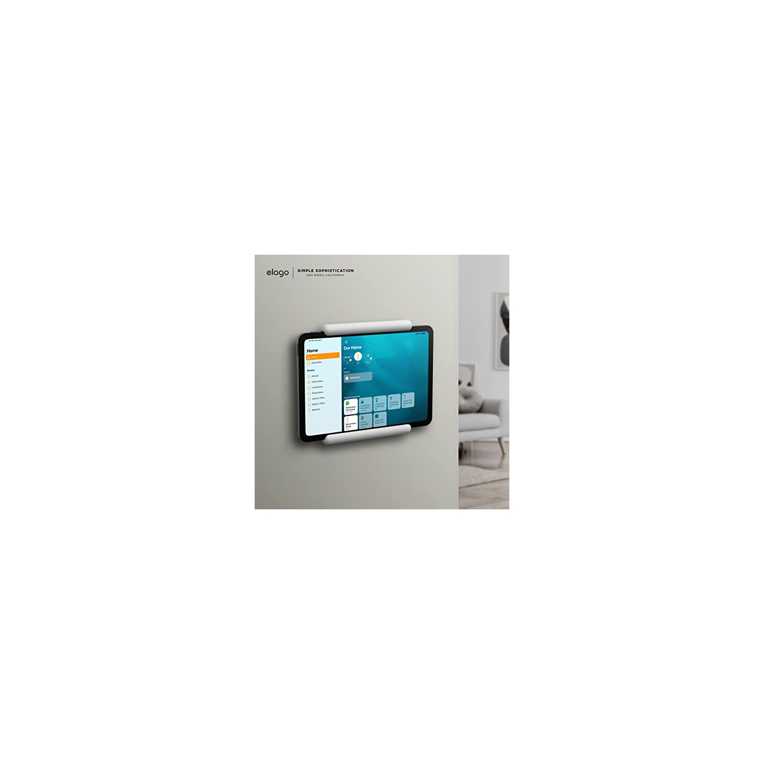 elago Home Hub Mount [White] - [iPad Wall Mount][Homekit Mount][Easy Installation][Scratch-Free][Cable Management Included] -