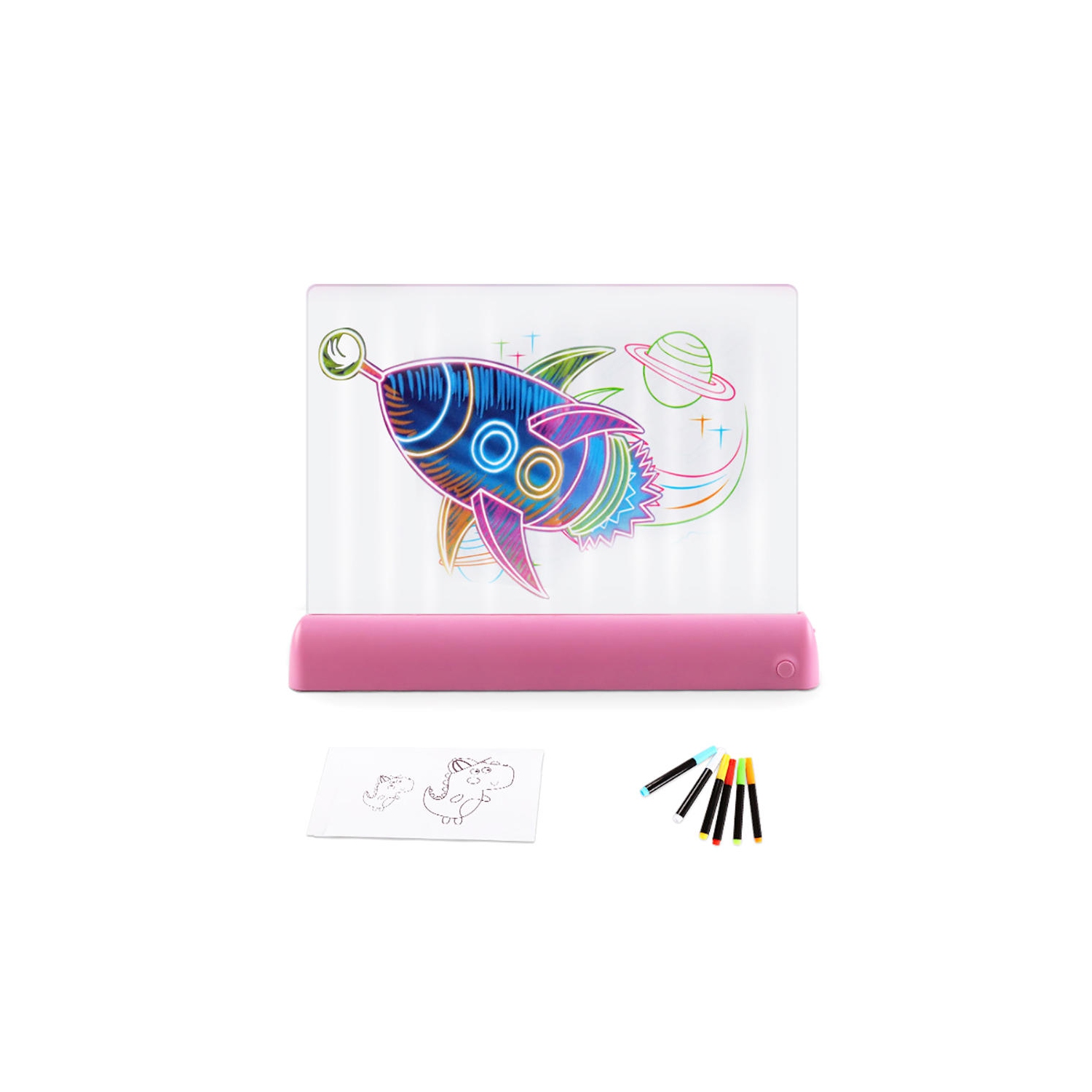 3D Magic Pad, Light Up Drawing Board - Pink-Requires 3 x AA batteries (not included)