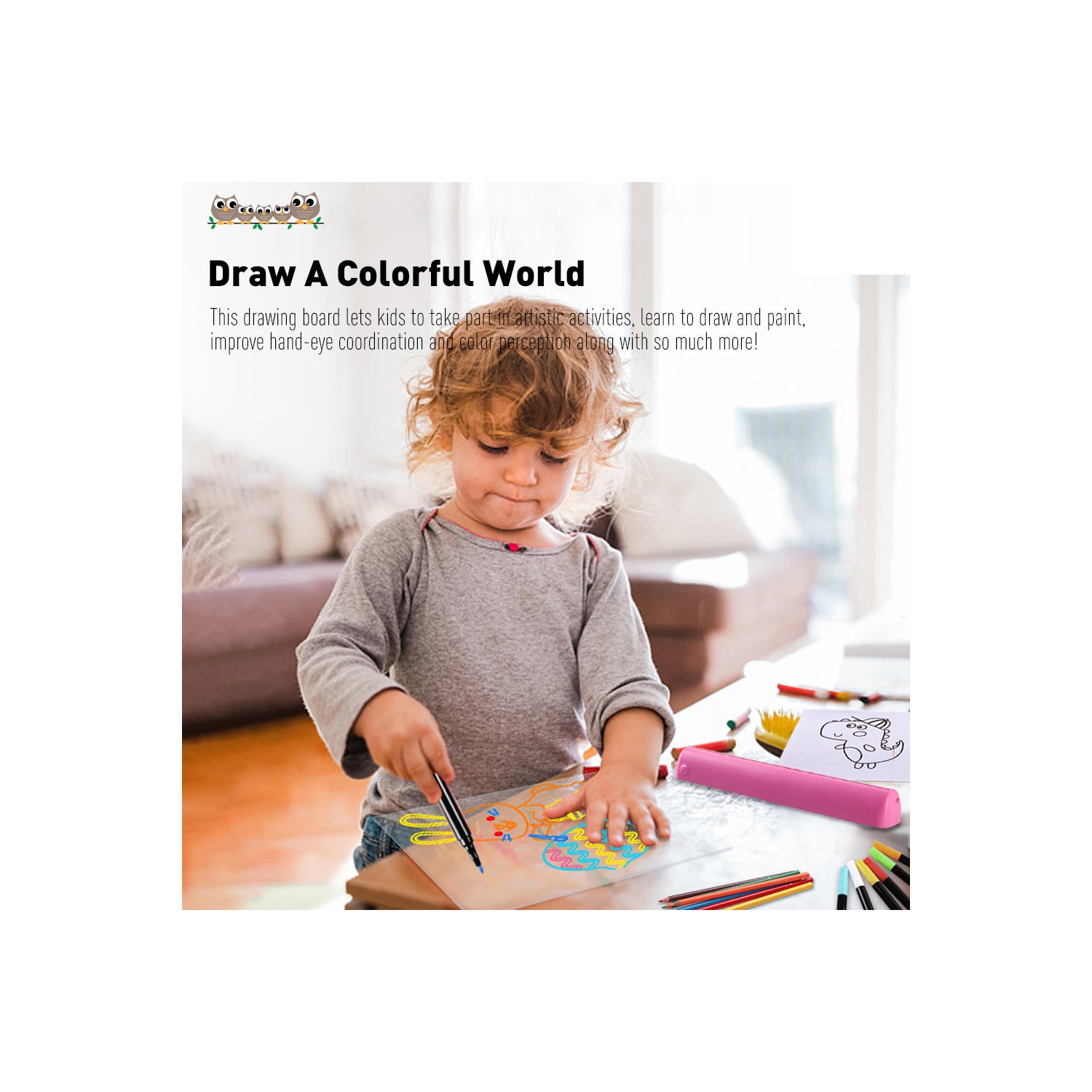 3D Magic Pad, Light Up Drawing Board - Pink-Requires 3 x AA batteries (not included)