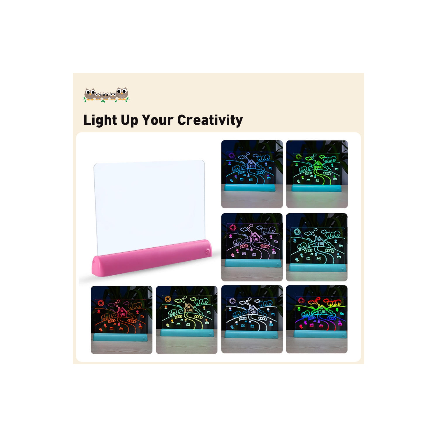 3D Magic Pad, Light Up Drawing Board - Pink-Requires 3 x AA batteries (not included)