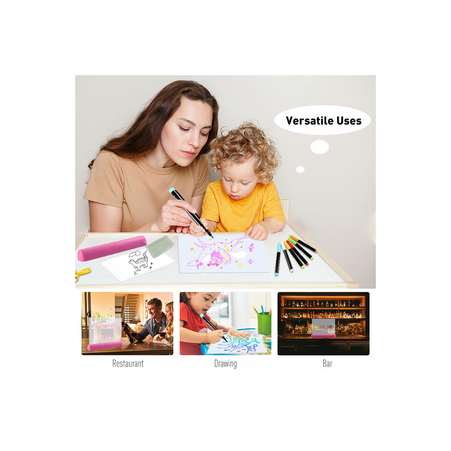 3D Magic Pad, Light Up Drawing Board - White-Requires 3 x AA batteries (not included)