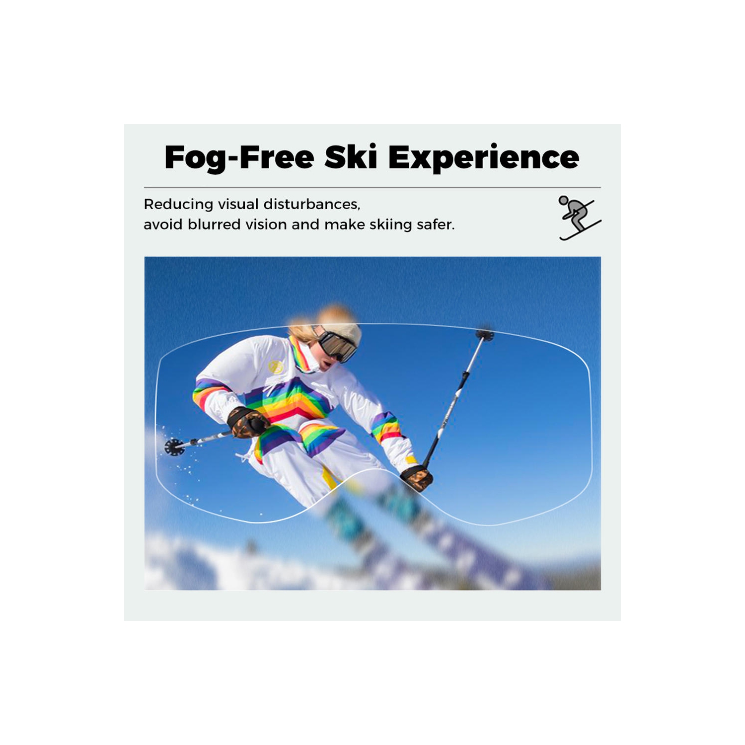 Anti-Fog Ski Goggles, UV Protection Snowboard Goggles, Snow Goggles, White Elastic Band & Brown Lens -for ski, skate, snowboard, skating - 170mm x