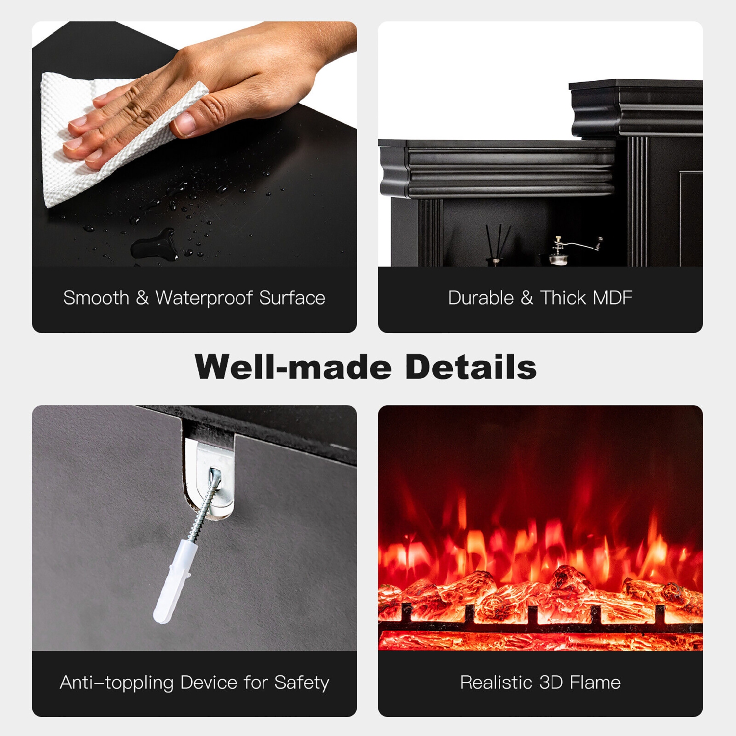 Meuble TV avec cheminée électrique Gymax