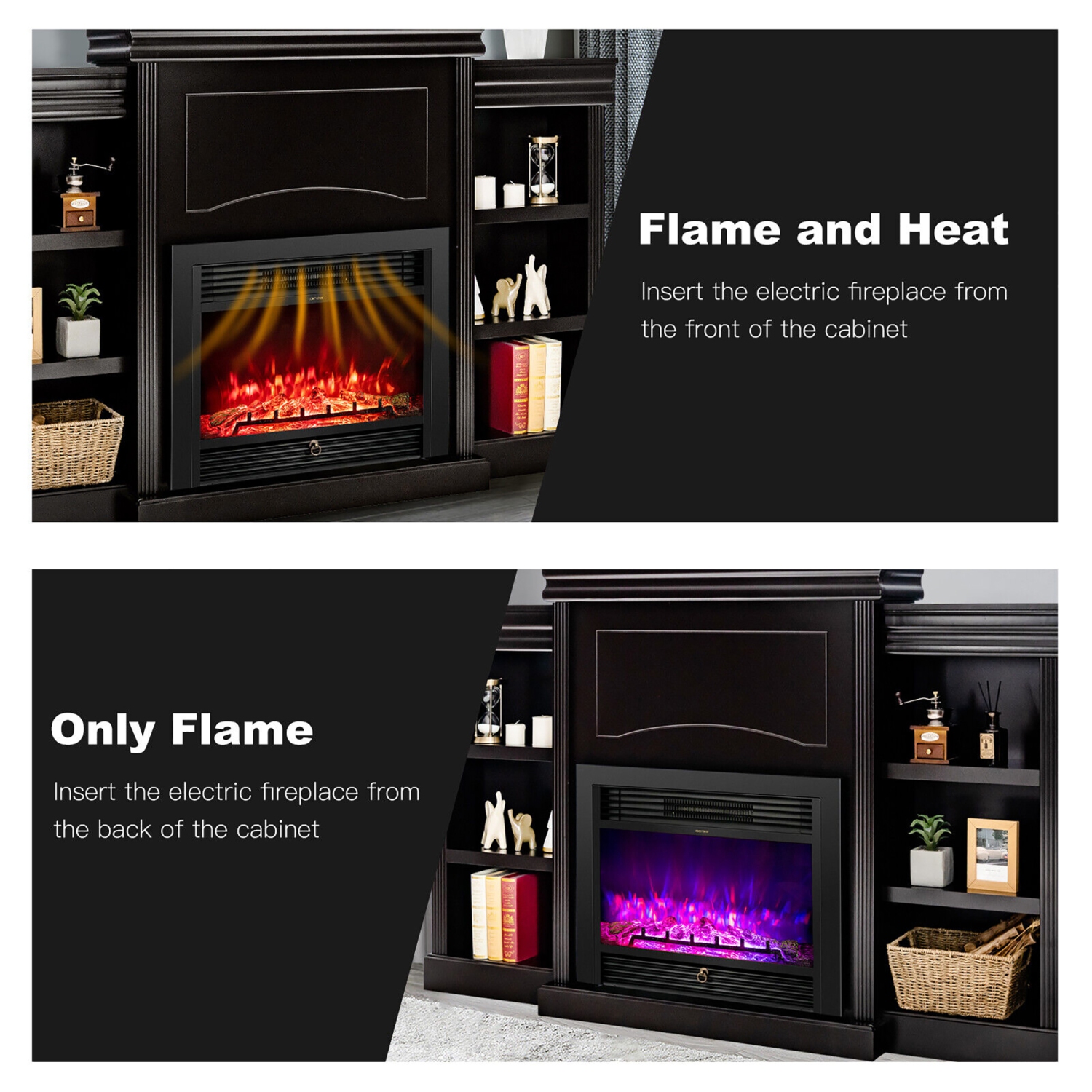 Meuble TV avec cheminée électrique Gymax