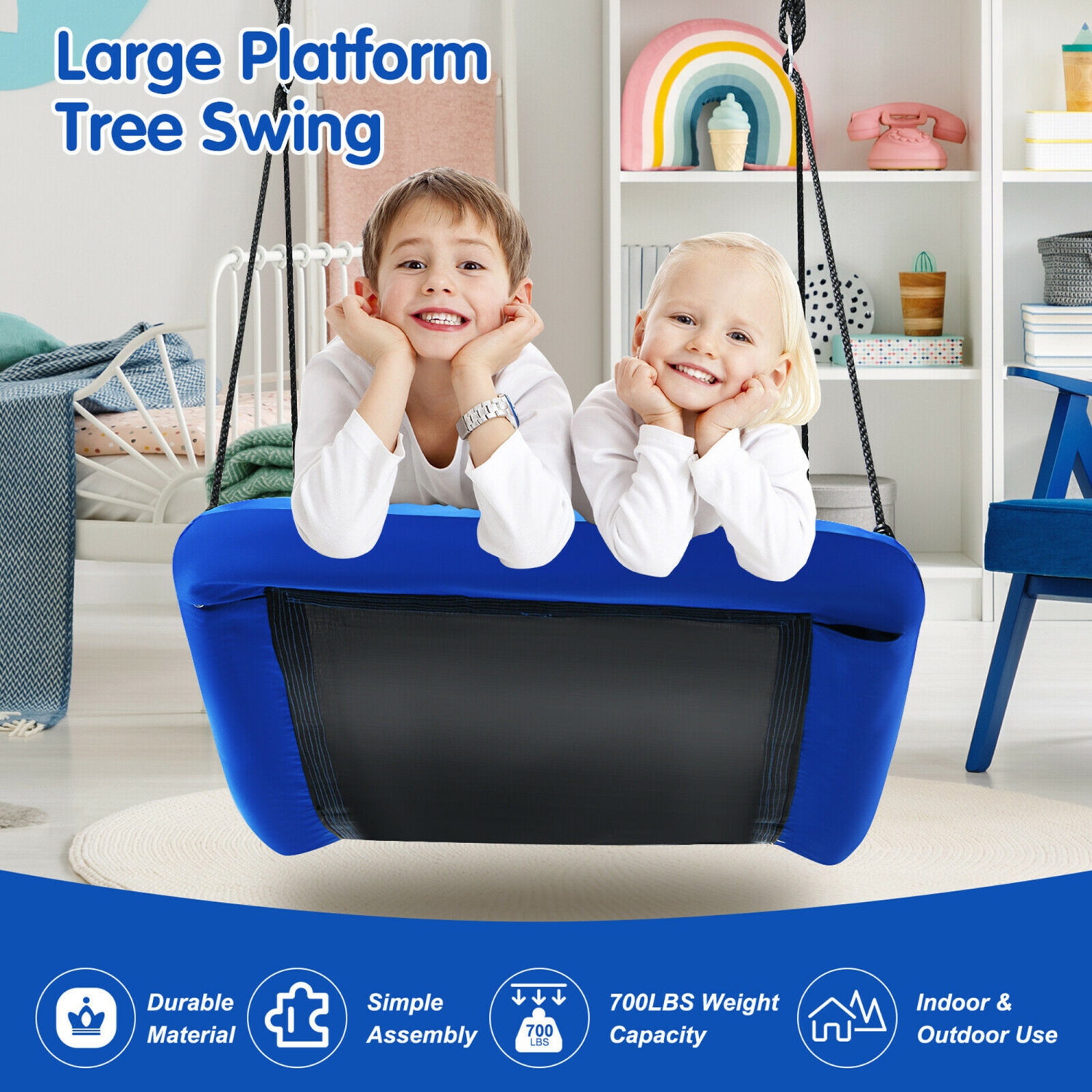 Gymax 700lb Giant 60'' Platform Tree Swing for Kids and Adults