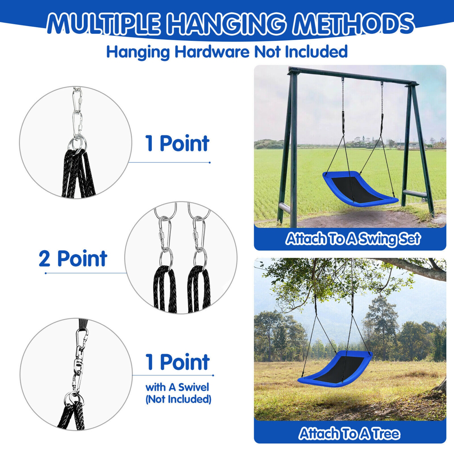 Gymax 700lb Giant 60'' Platform Tree Swing for Kids and Adults