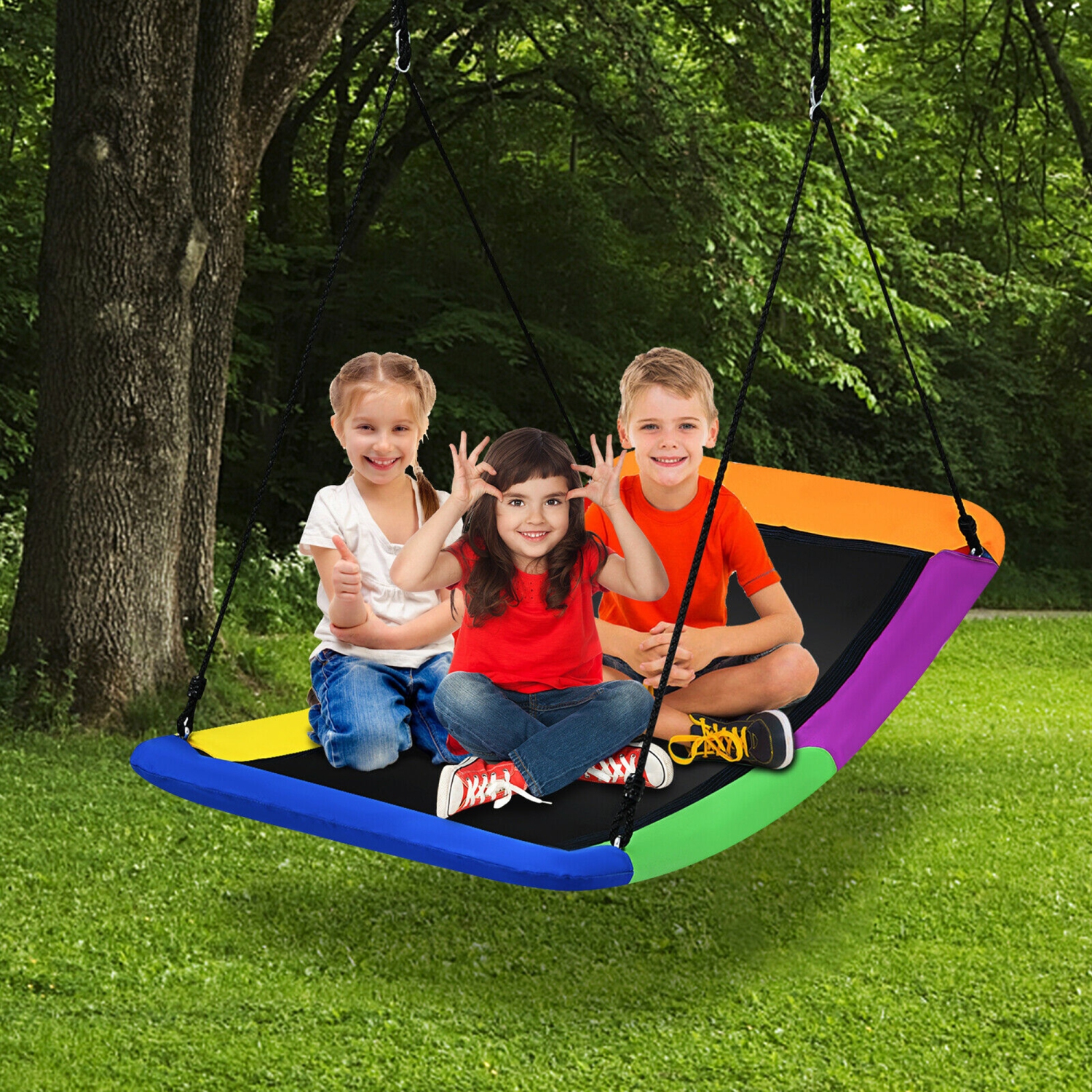 Gymax 700lb Giant 60'' Platform Tree Swing for Kids and Adults
