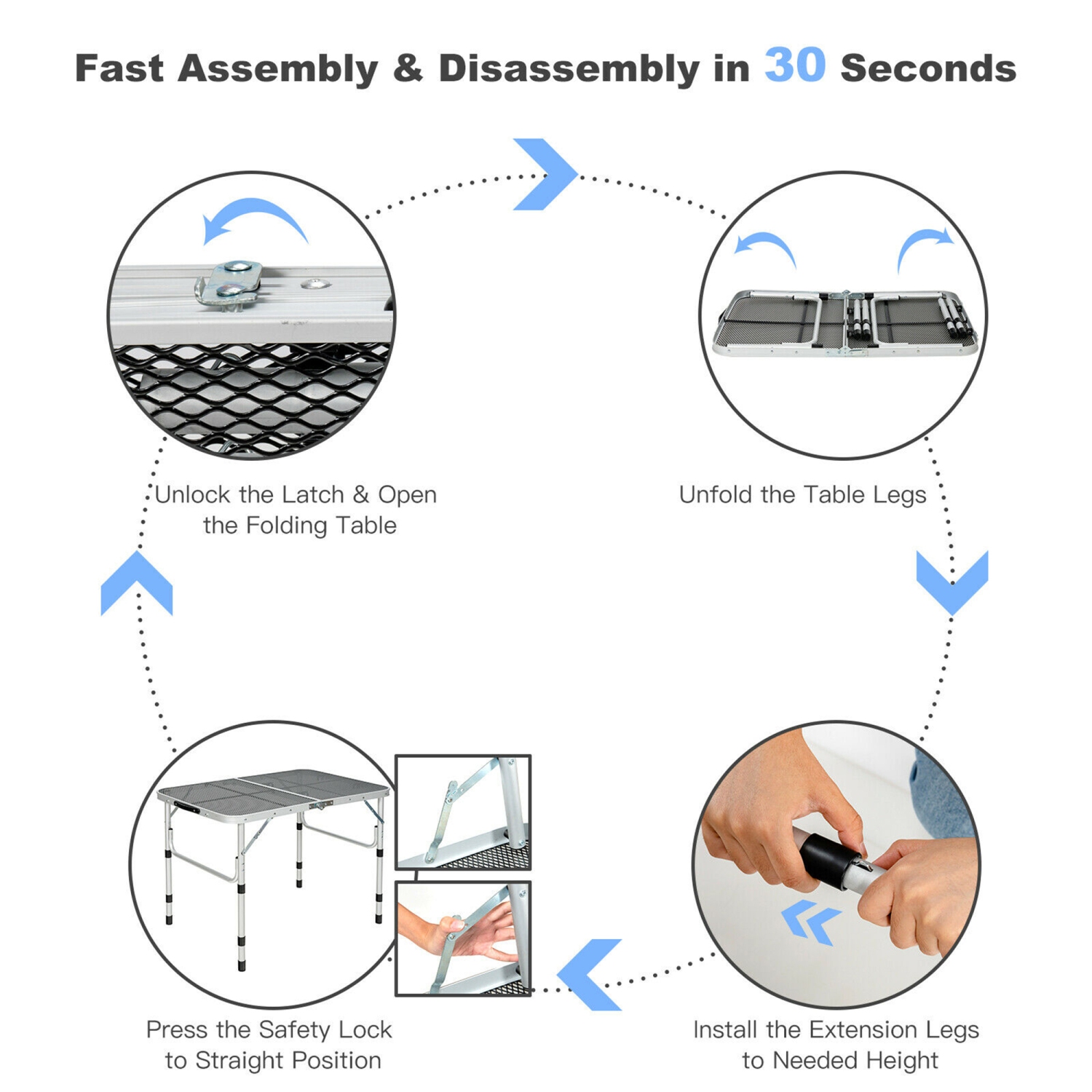 Gymax Folding Grill Table for Camping Lightweight Aluminum Metal Grill Stand Table
