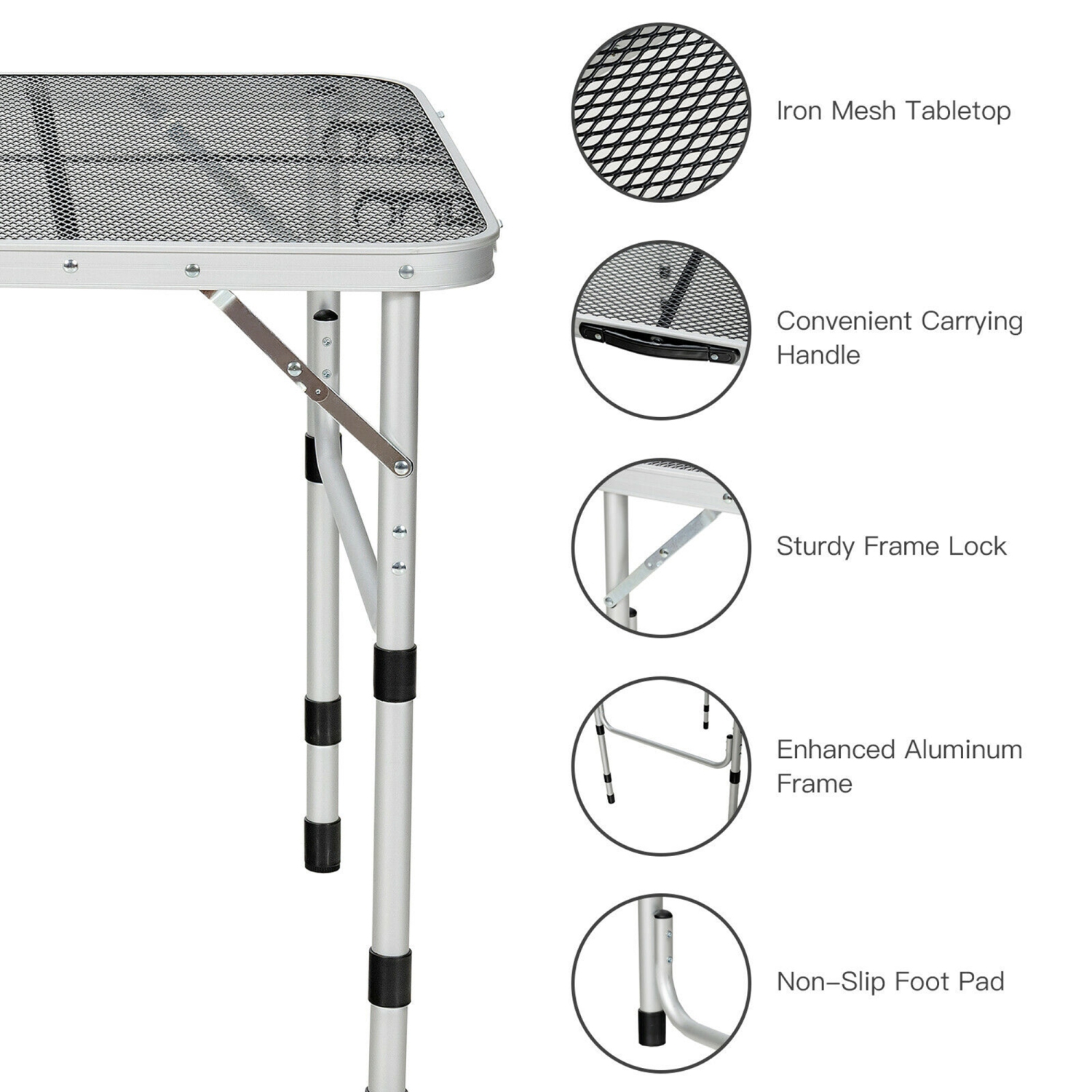 Gymax Folding Grill Table for Camping Lightweight Aluminum Metal Grill Stand Table