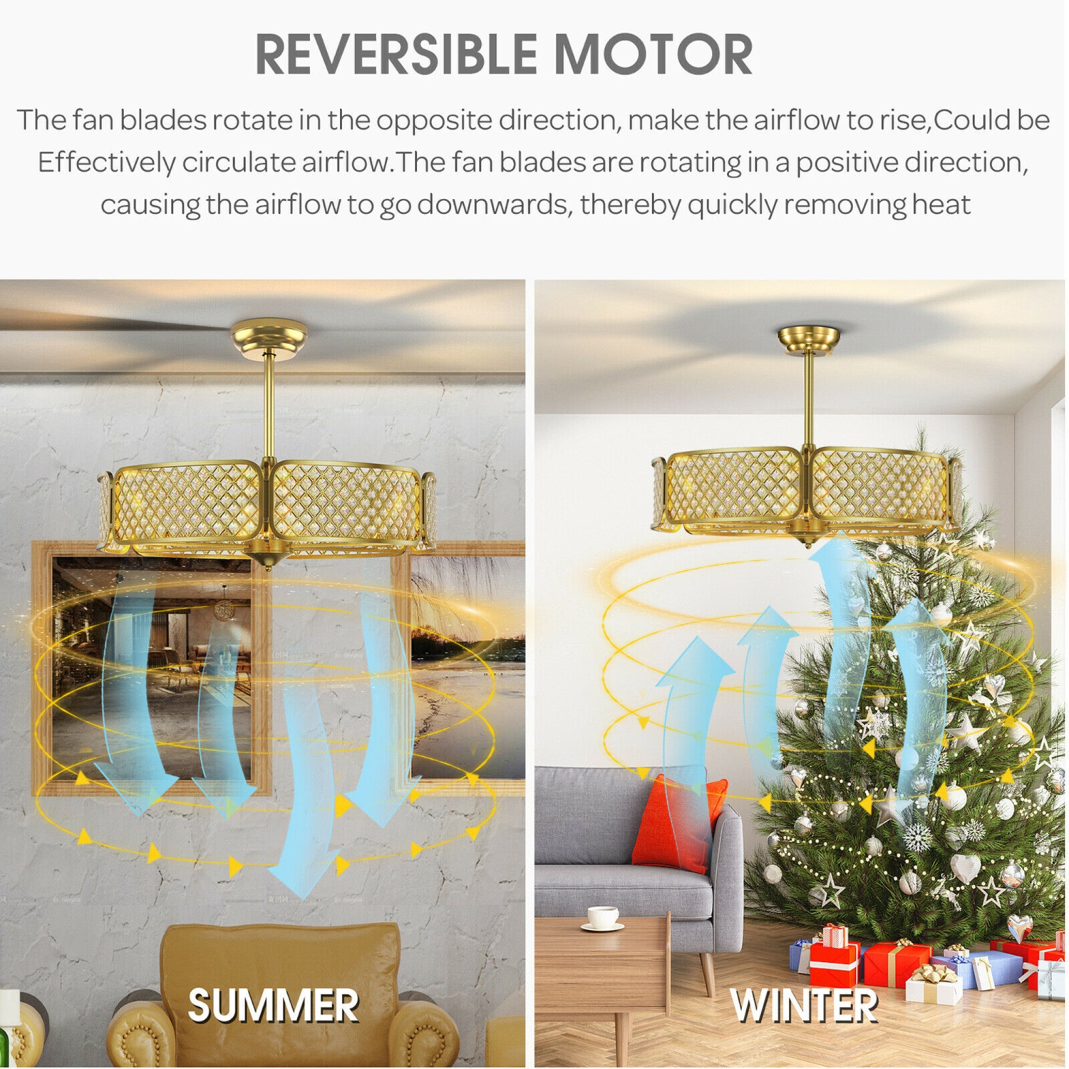 Gymax 30'' Caged Ceiling Fan With Light Crystal Lampshade 6 Light Bases