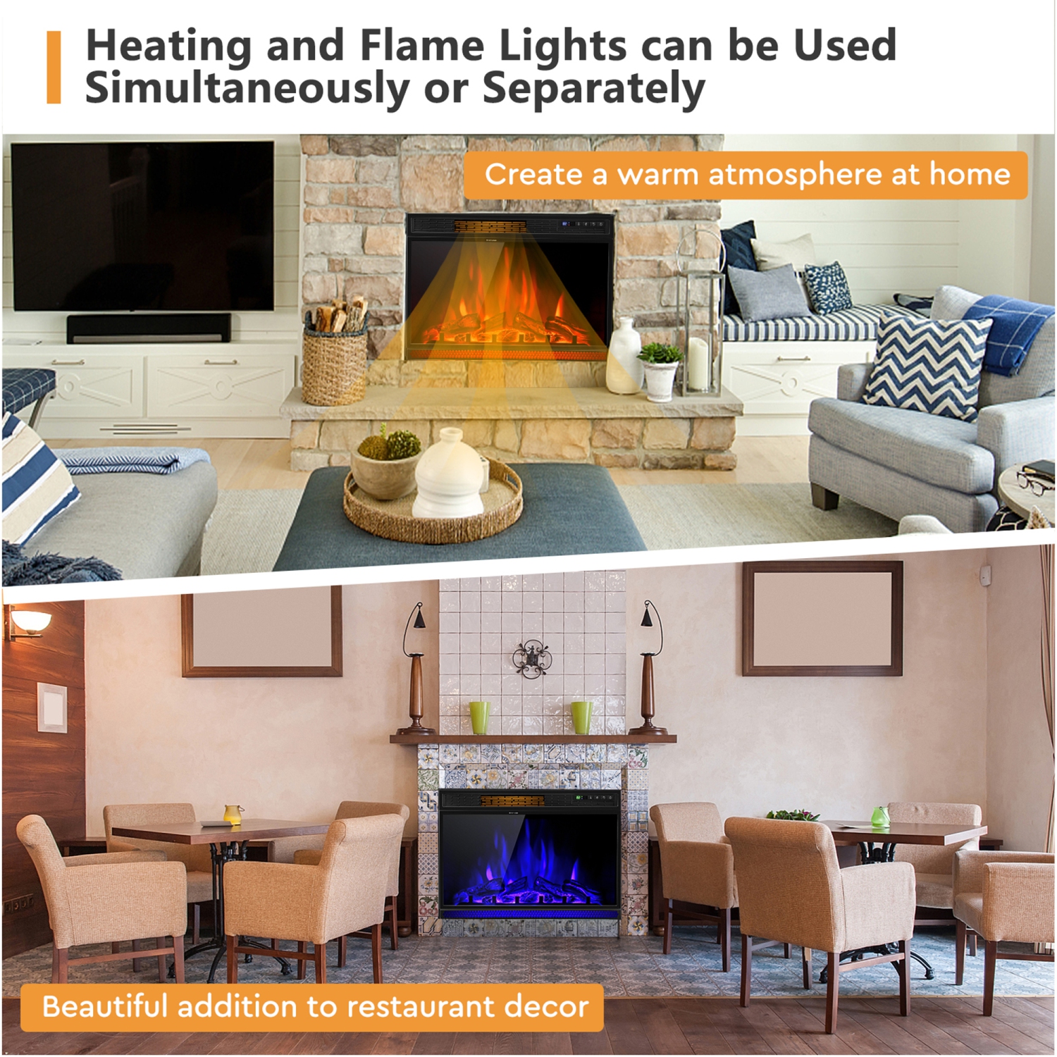 Cheminée électrique encastrable 71cm Gymax