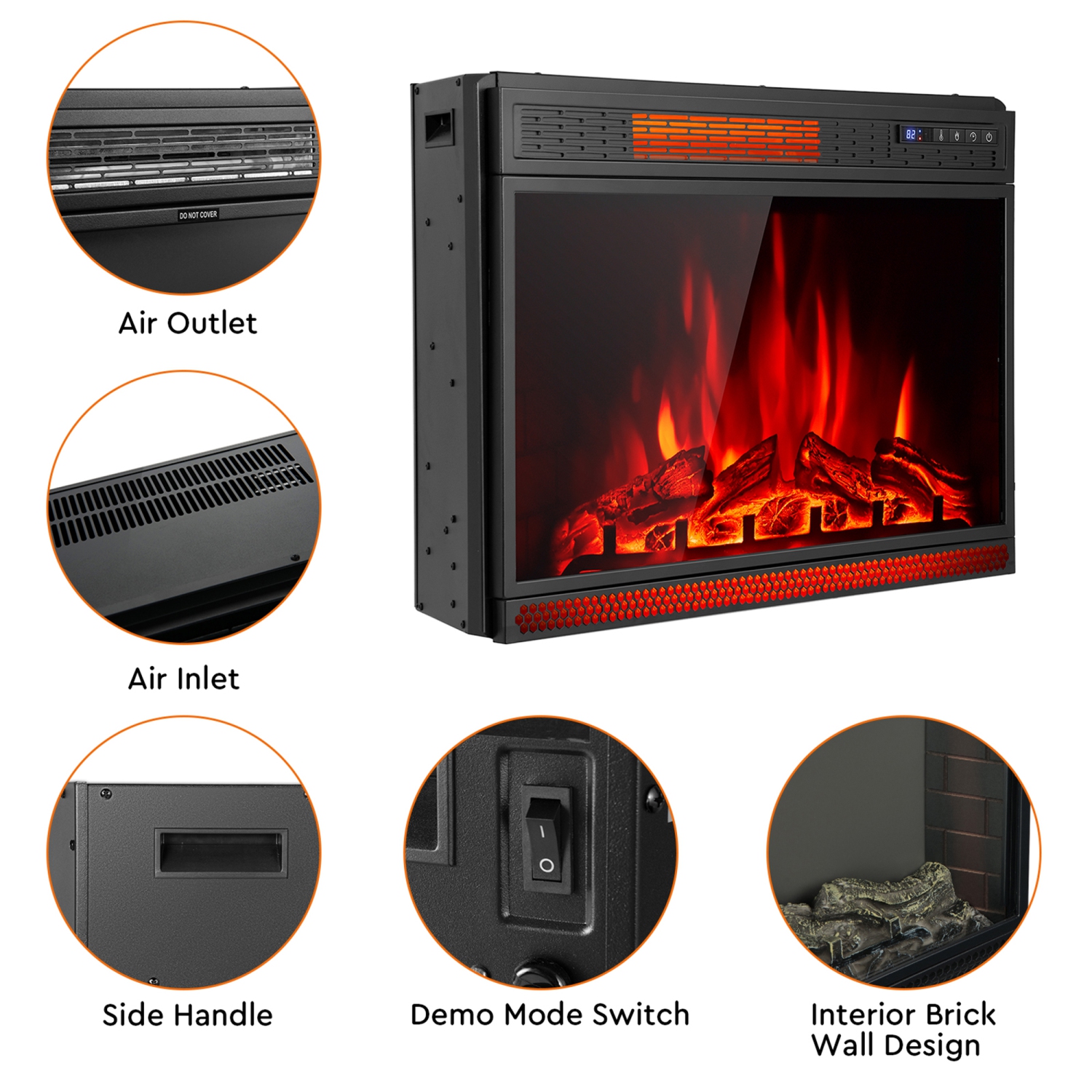 Cheminée électrique encastrable 71cm Gymax