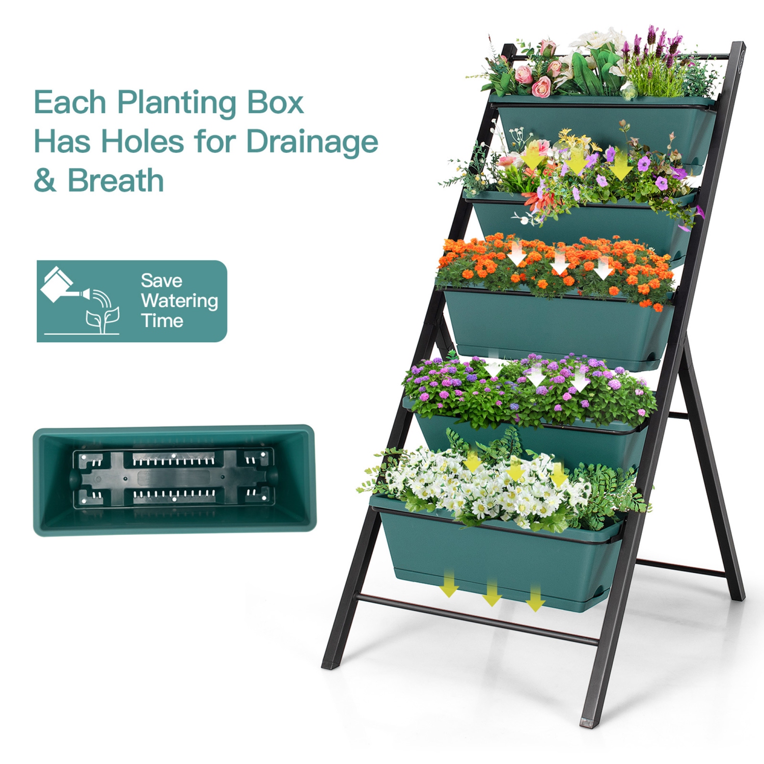 Gymax 2PCS 5-Tier Vertical Raised Garden Bed Elevated Planter 5 Container Box
