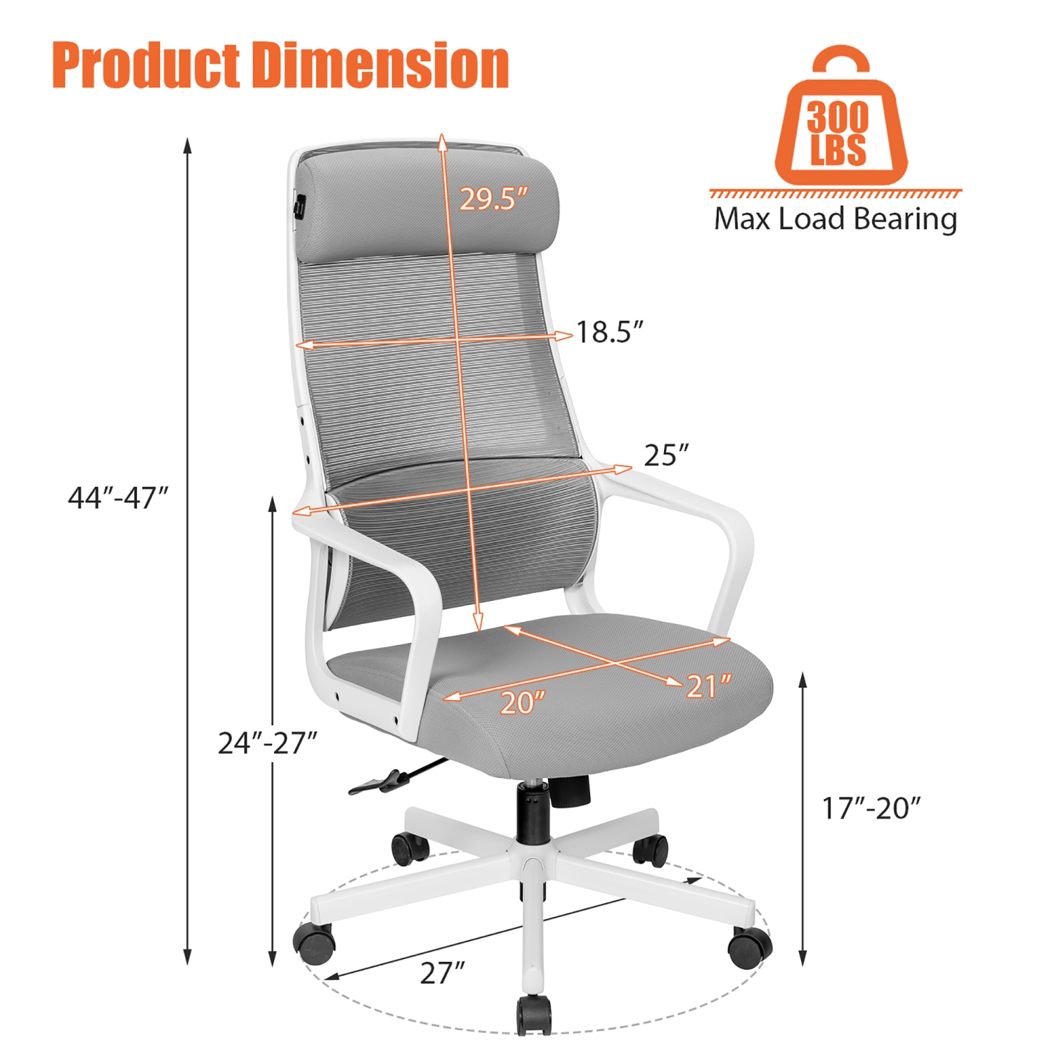 Costway Adjustable Mesh Office Task Chair Heating Lumbar Support Headrest