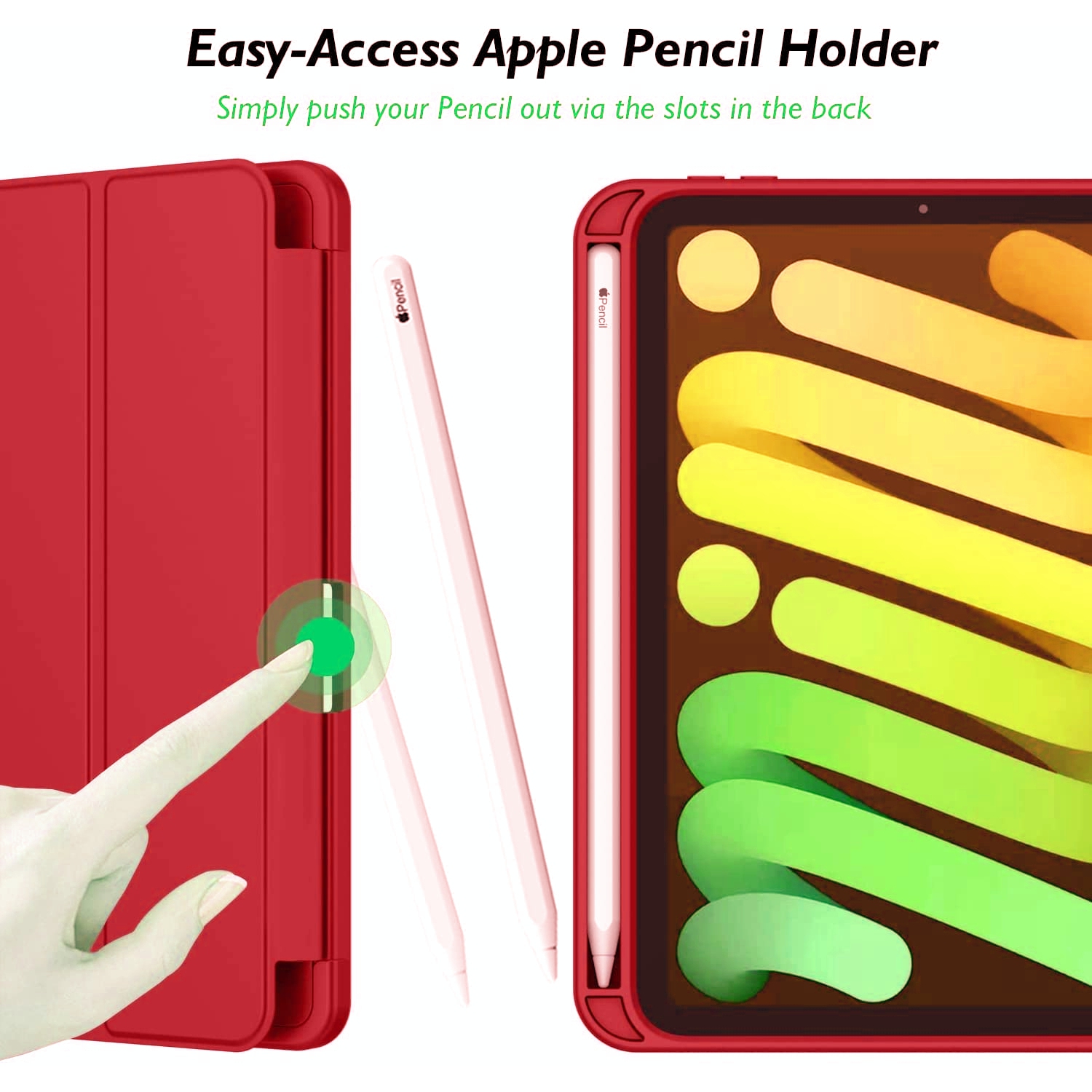 [CS] Étui-support magnétique mince avec support et porte-stylet pour iPad mini 6 7 6ᵉ 7ᵉ gén., rouge