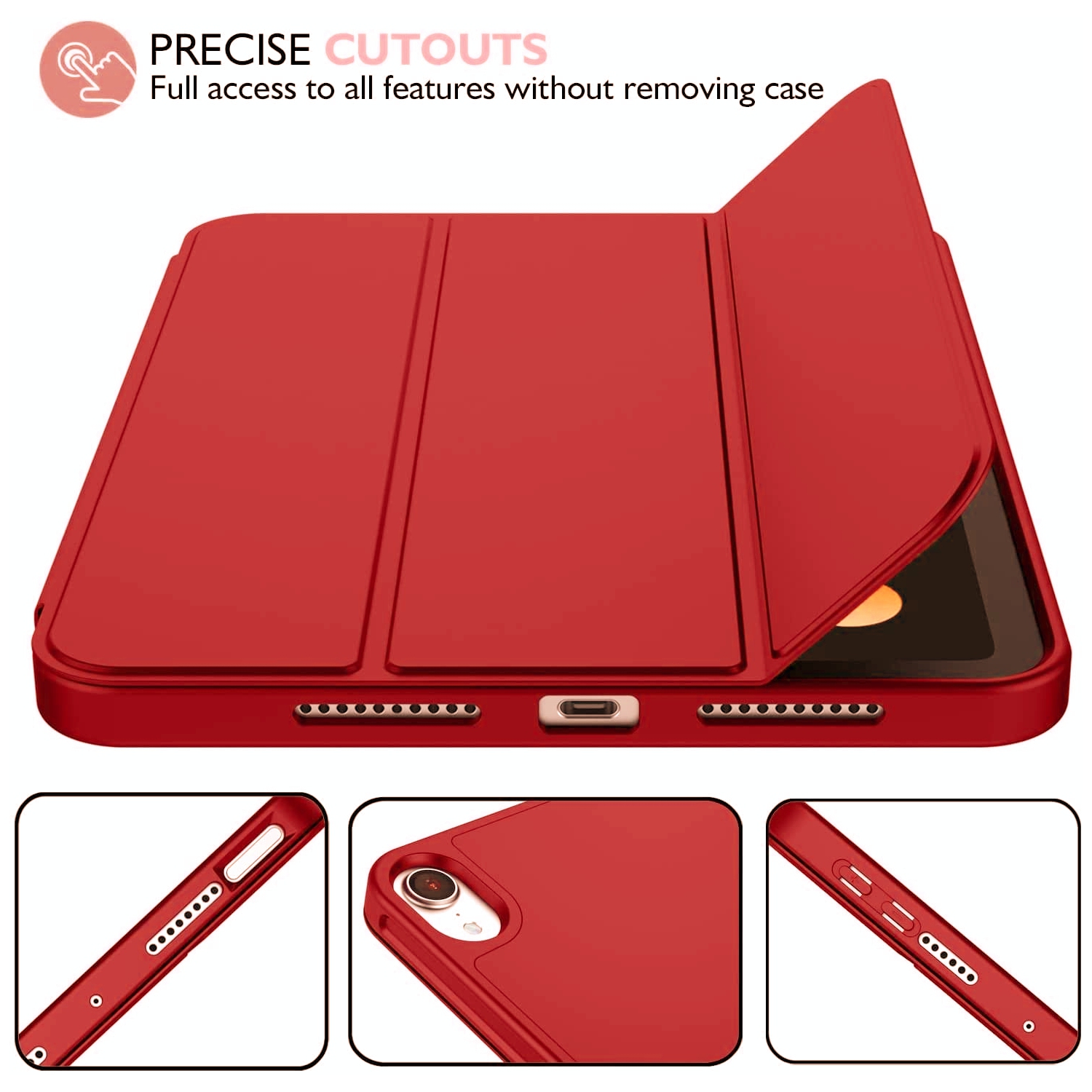 [CS] Étui-support magnétique mince avec support et porte-stylet pour iPad mini 6 7 6ᵉ 7ᵉ gén., rouge