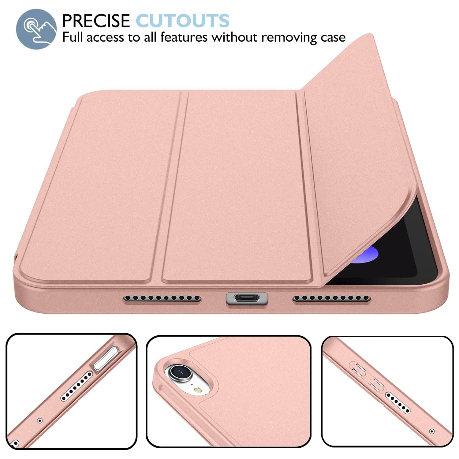 [CS] Étui-support magnétique mince avec support et porte-stylet pour iPad mini 6 7 6ᵉ 7ᵉ gén., rose doré