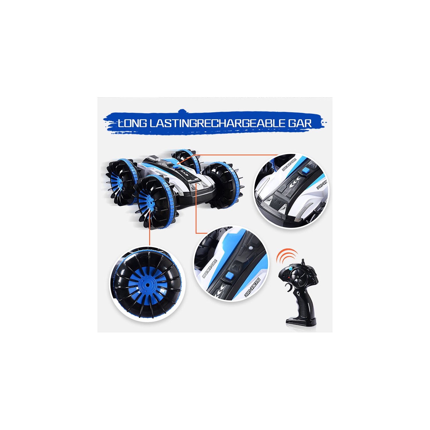 Voiture-jouet téléguidée pour camion de plage bateau de bateau de 6 ans et plus, amphibie