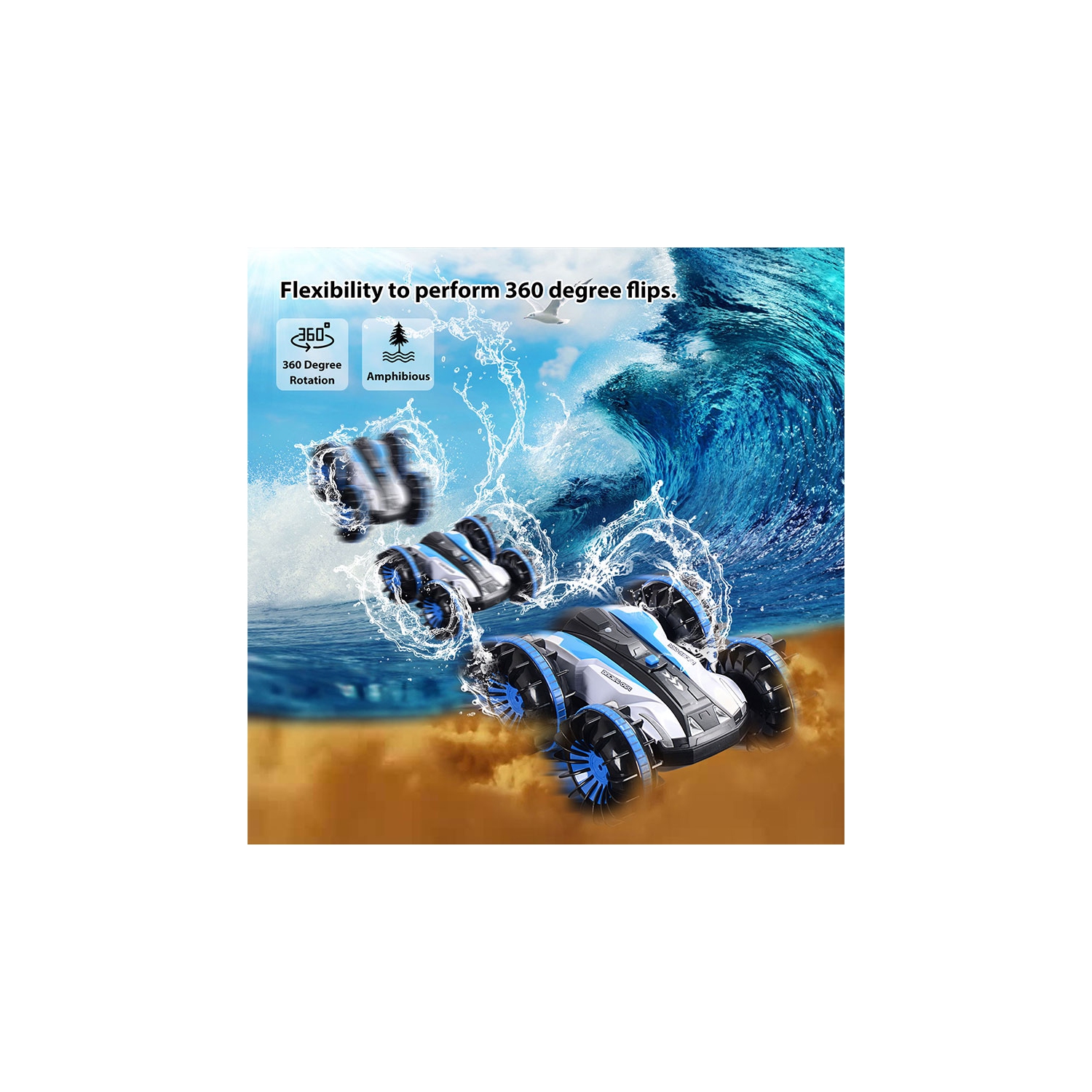 Voiture-jouet téléguidée pour camion de plage bateau de bateau de 6 ans et plus, amphibie