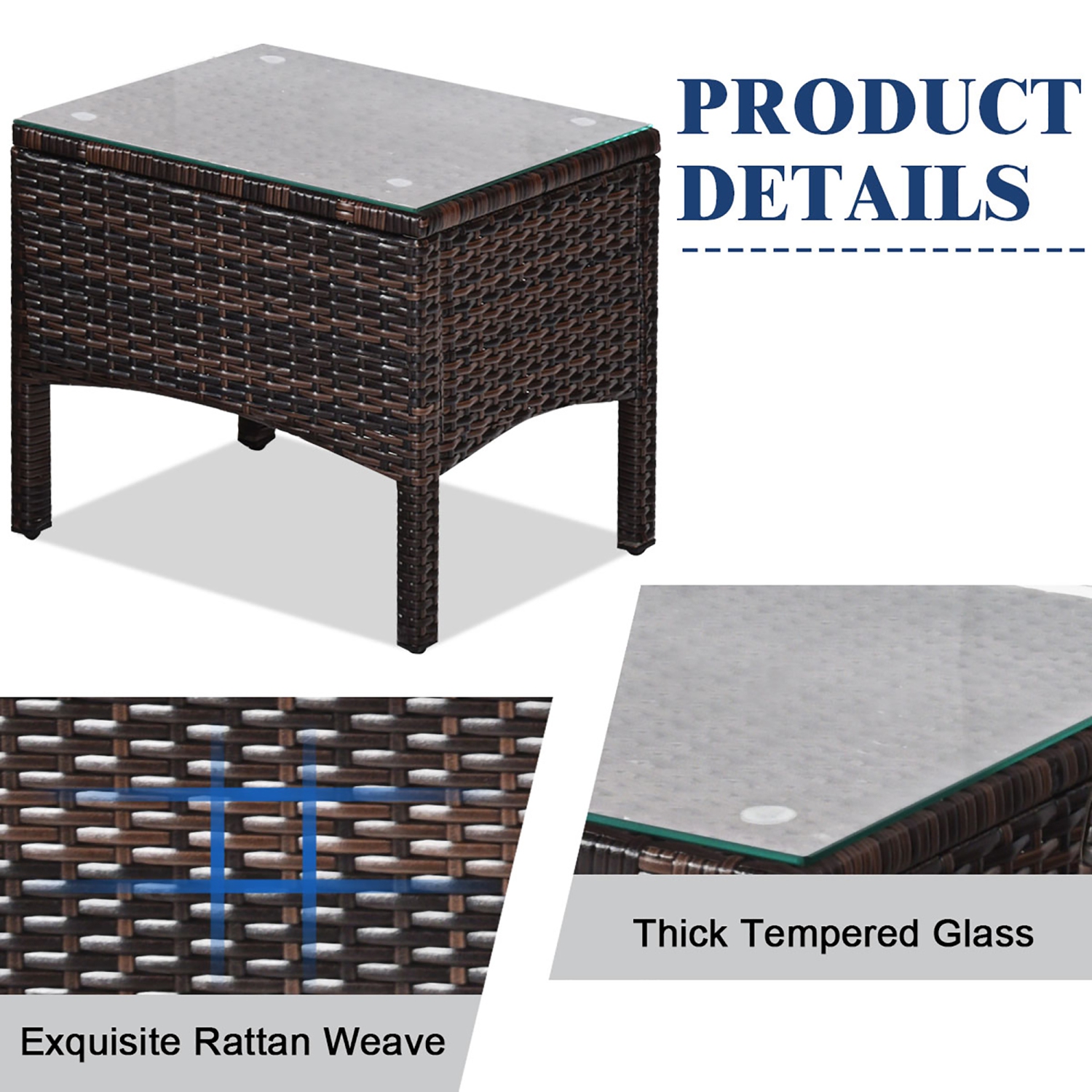 Costway 3PCS Outdoor Rattan Conversation Set Patio Garden Cushioned Sofa Chair