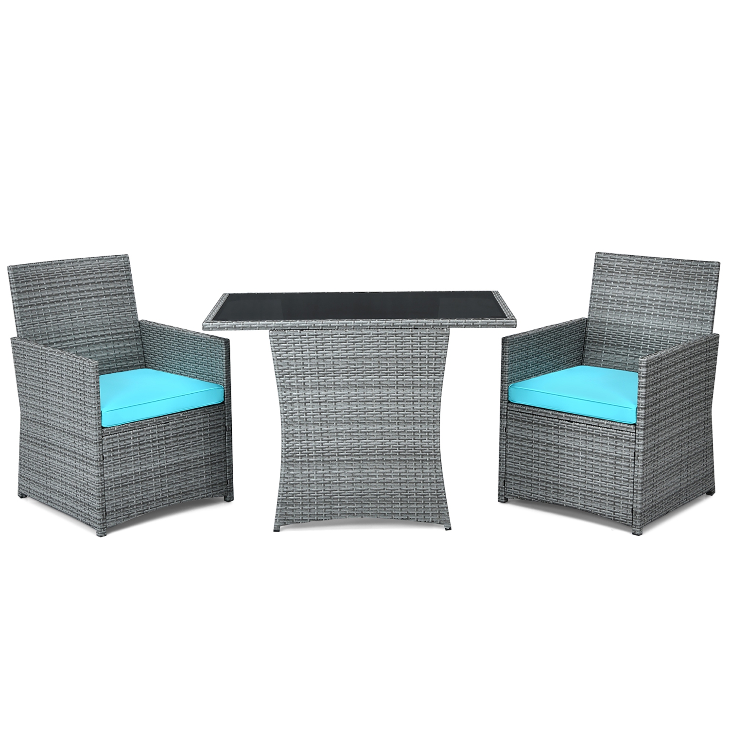 Ensemble de meubles de patio en rotin 3PCS de Costway avec accoudoir et accoudoir rembourrés