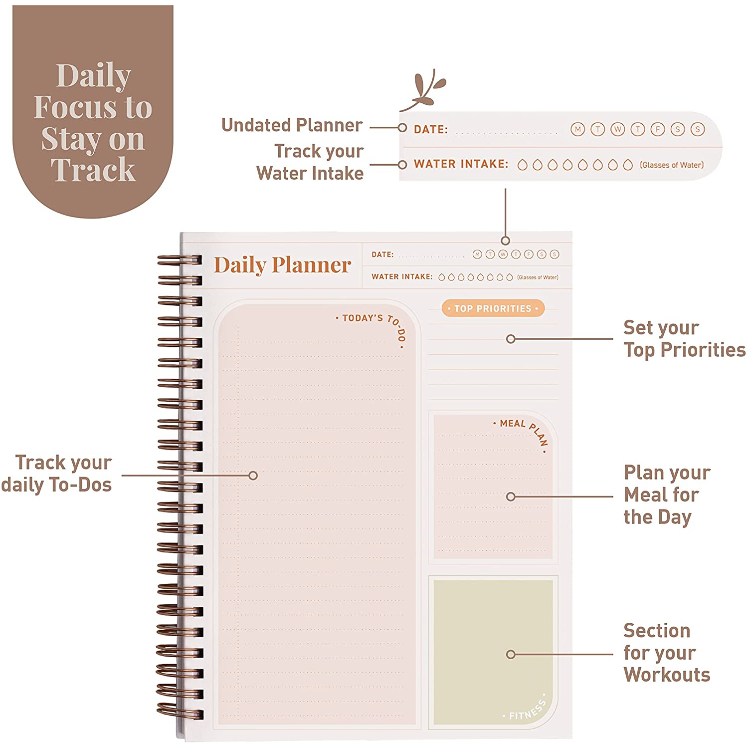 Rileys To Do List Spiral Notebook, Undated Daily Planner - 8 x 6 - Inches, Task Checklist Planner Time Management, Notebook The Perfect Journal And